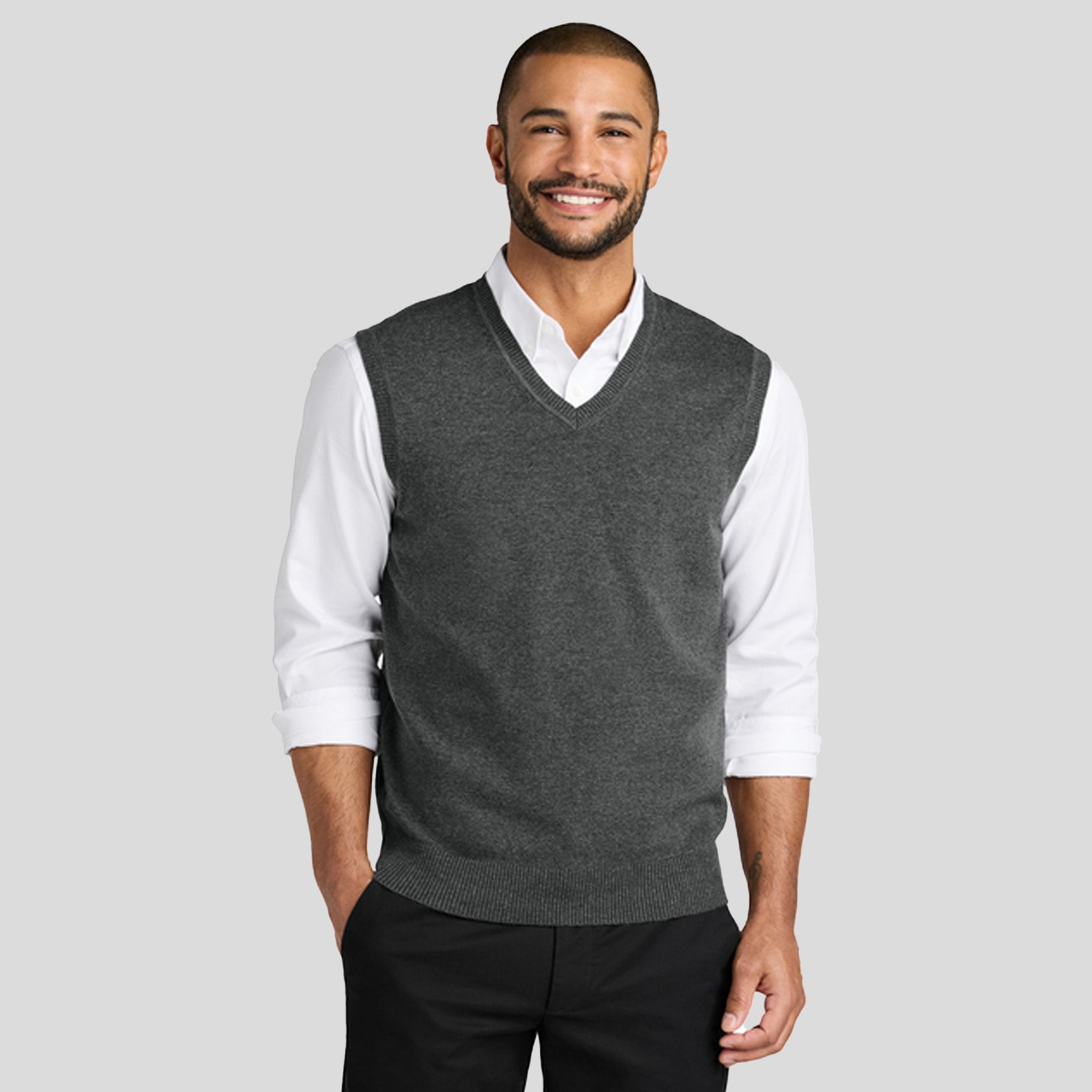 Easy Care Sweater Vest | Charcoal Heather