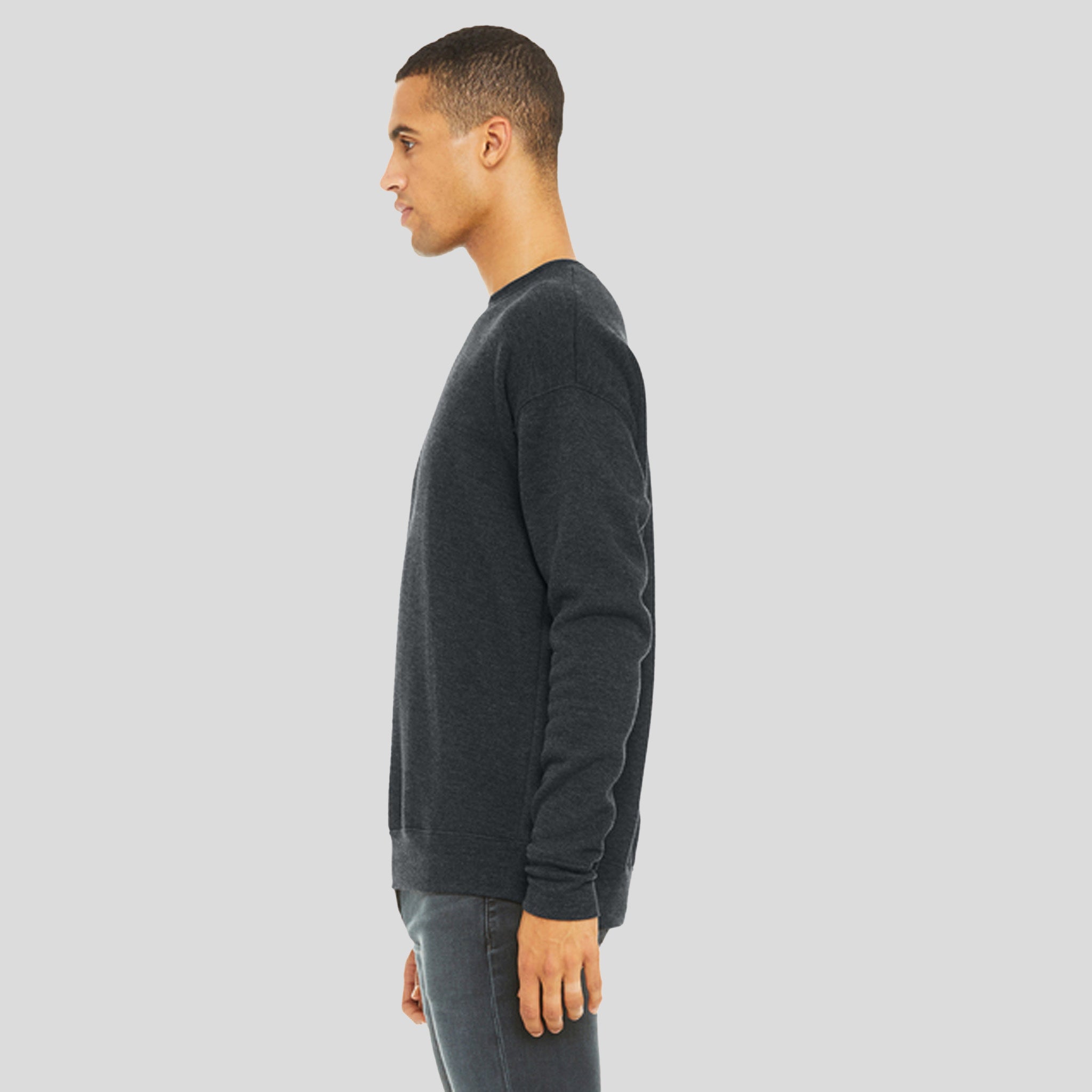 Unisex Sponge Fleece Drop Shoulder Sweatshirt | Dark Grey Heather