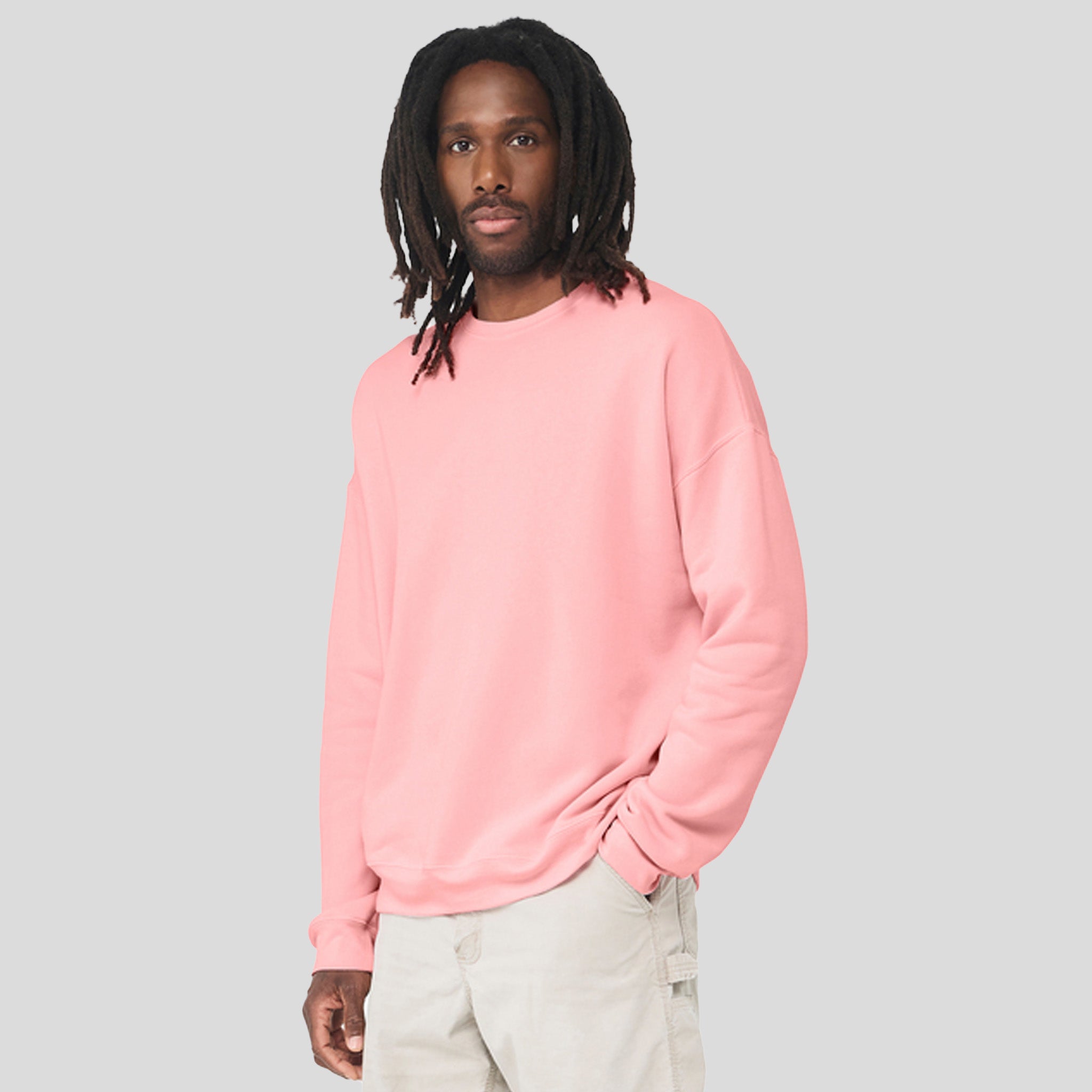 Unisex Sponge Fleece Drop Shoulder Sweatshirt | Pink