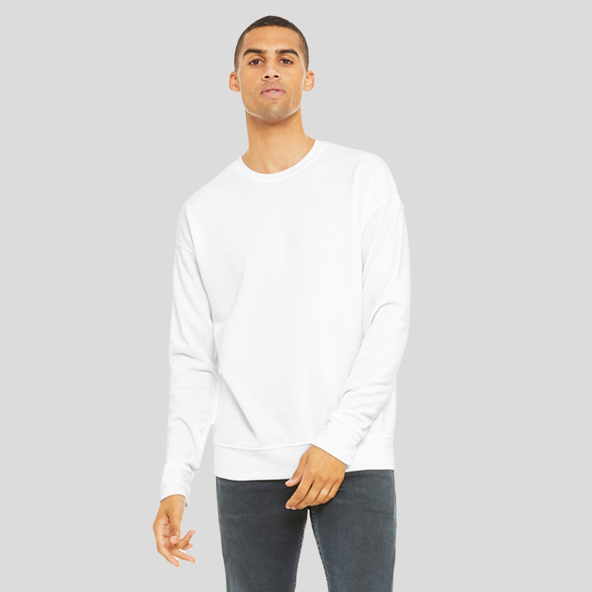 Unisex Sponge Fleece Drop Shoulder Sweatshirt | White