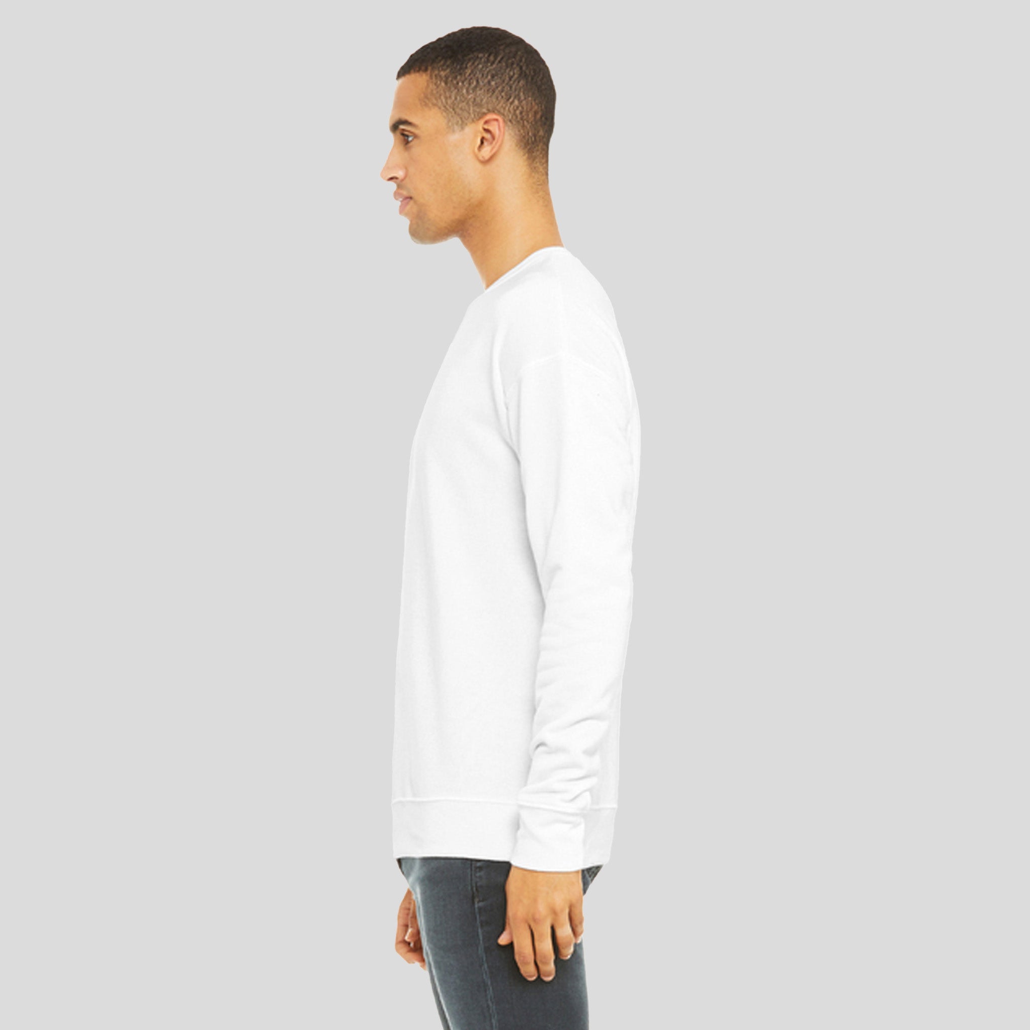 Unisex Sponge Fleece Drop Shoulder Sweatshirt | White