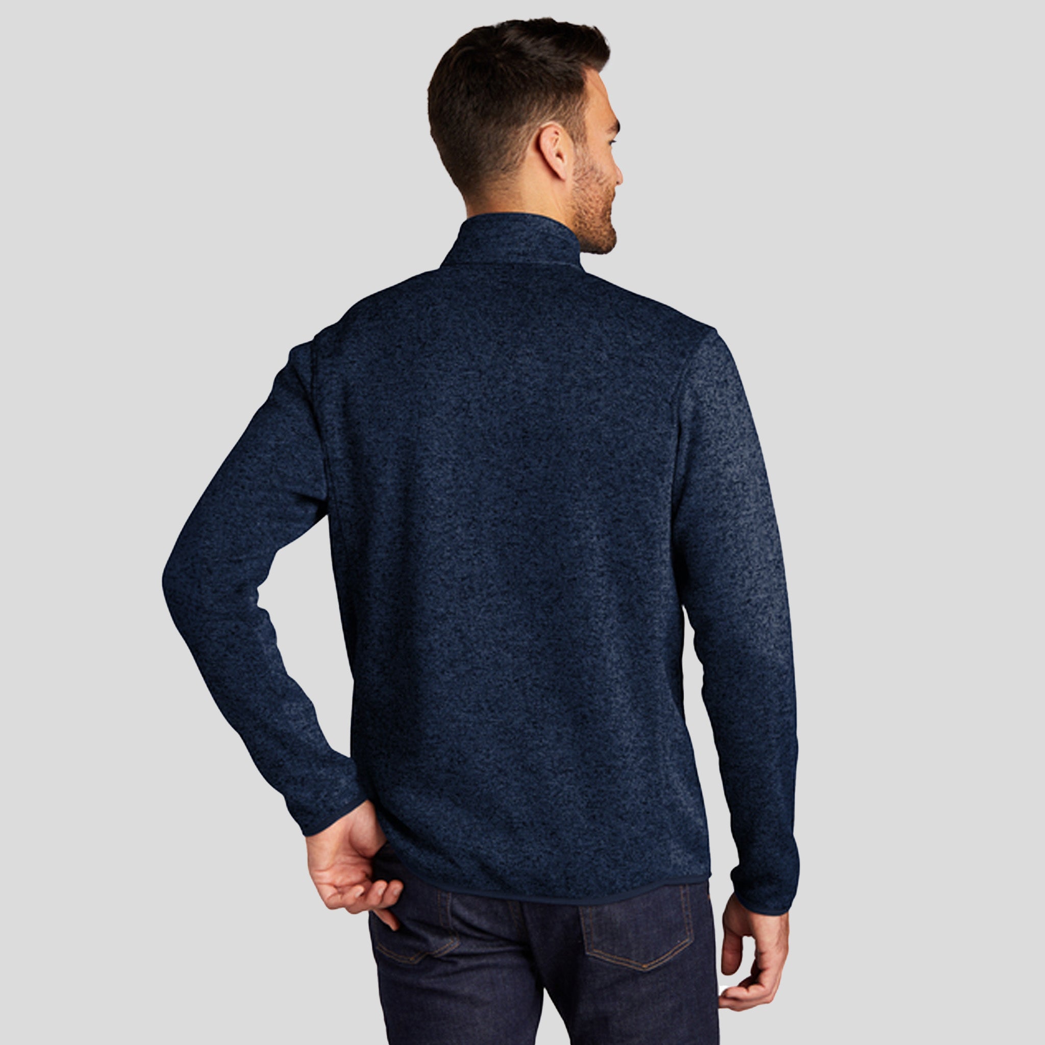 Men's Sweater Fleece Jacket | River Blue Navy Heather
