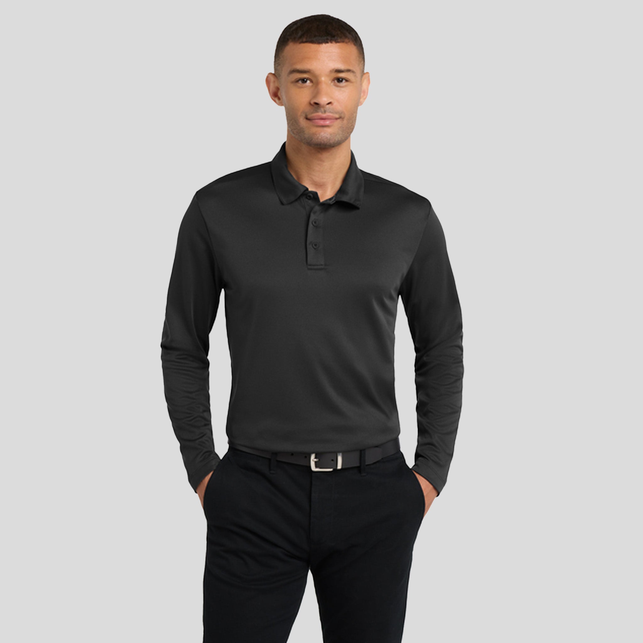 Silk Touch™ Performance Long Sleeve Polo | Black