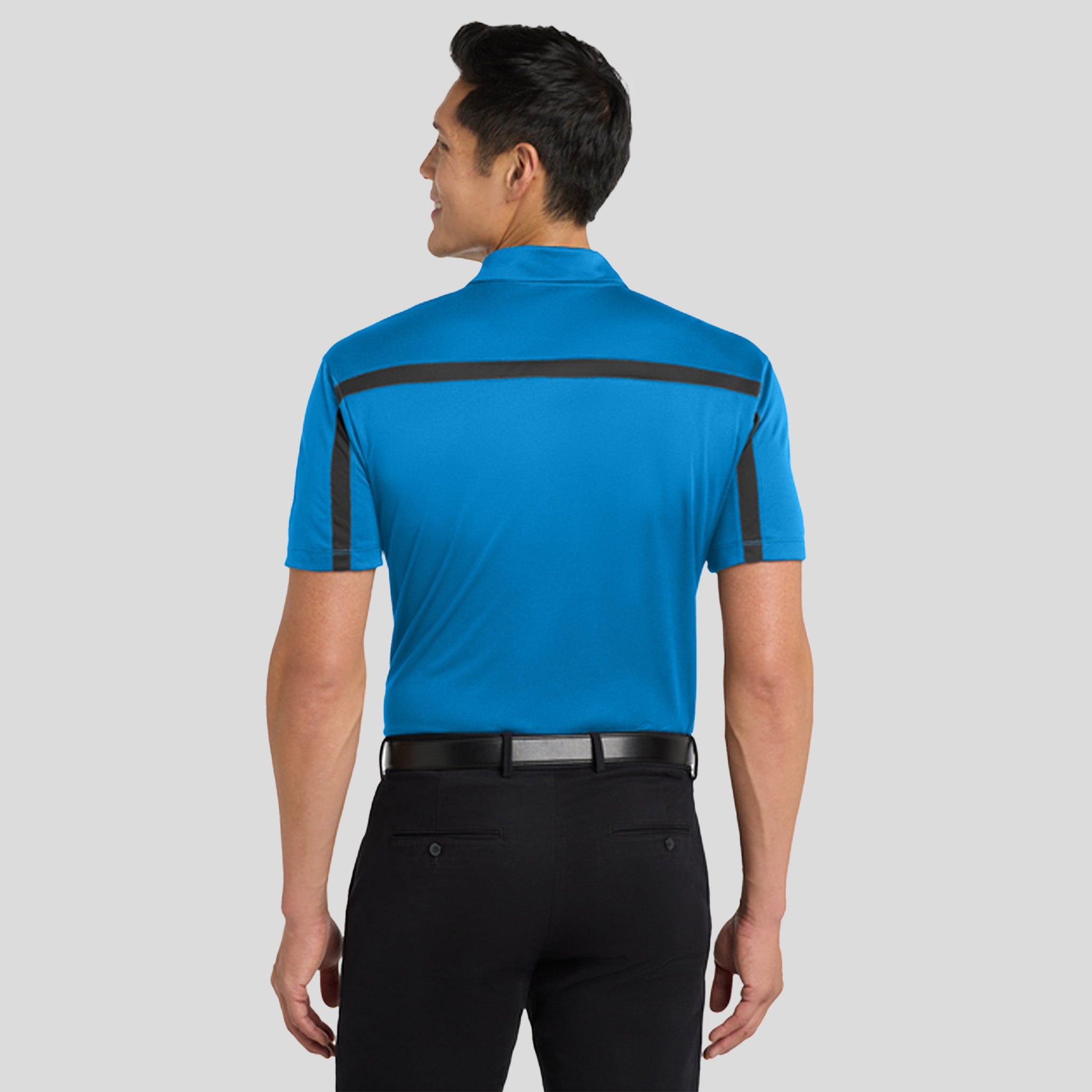 Silk Touch™ Performance Colorblock Stripe Polo | Brilliant Blue/Black