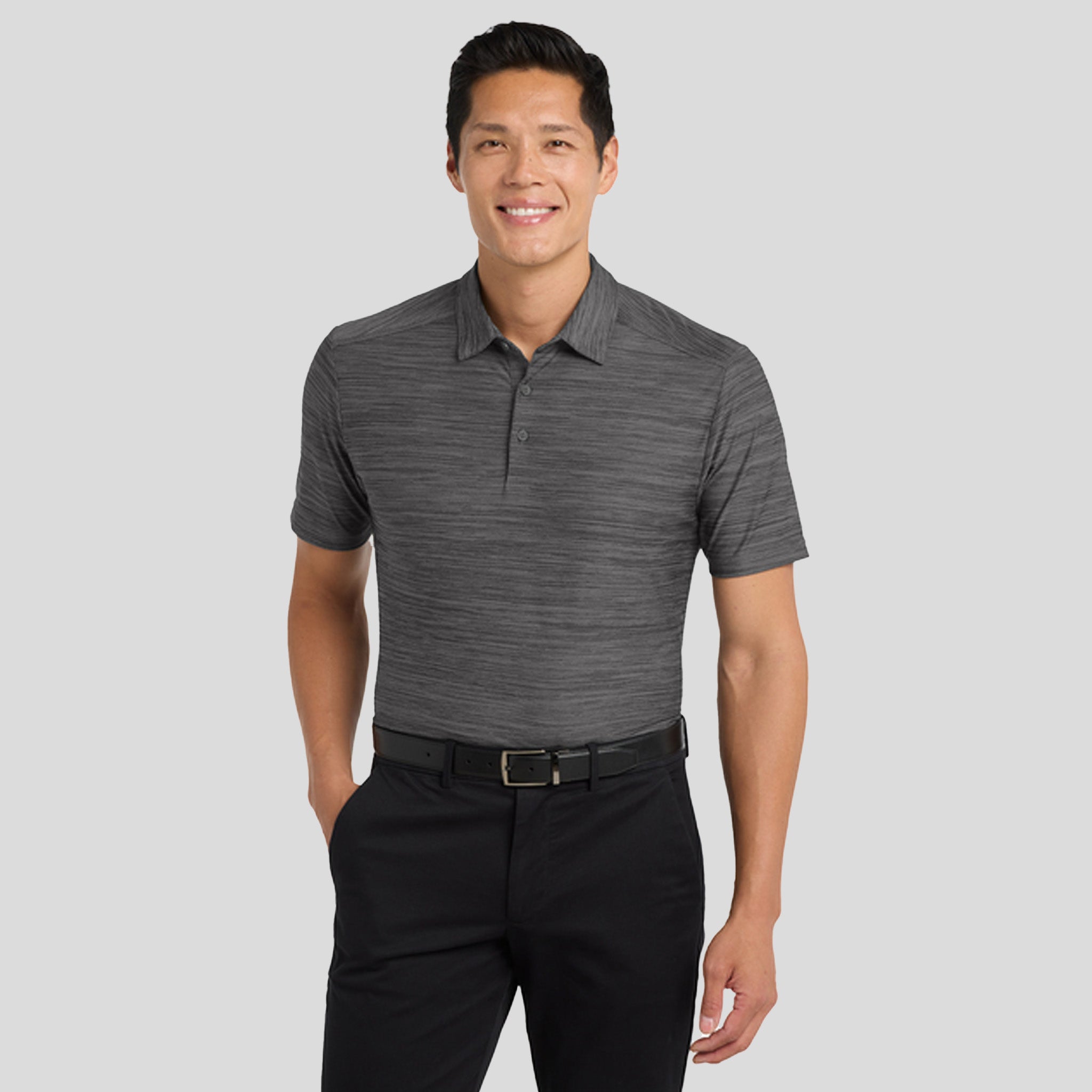 Stretch Heather Polo | Black/Thunder Grey