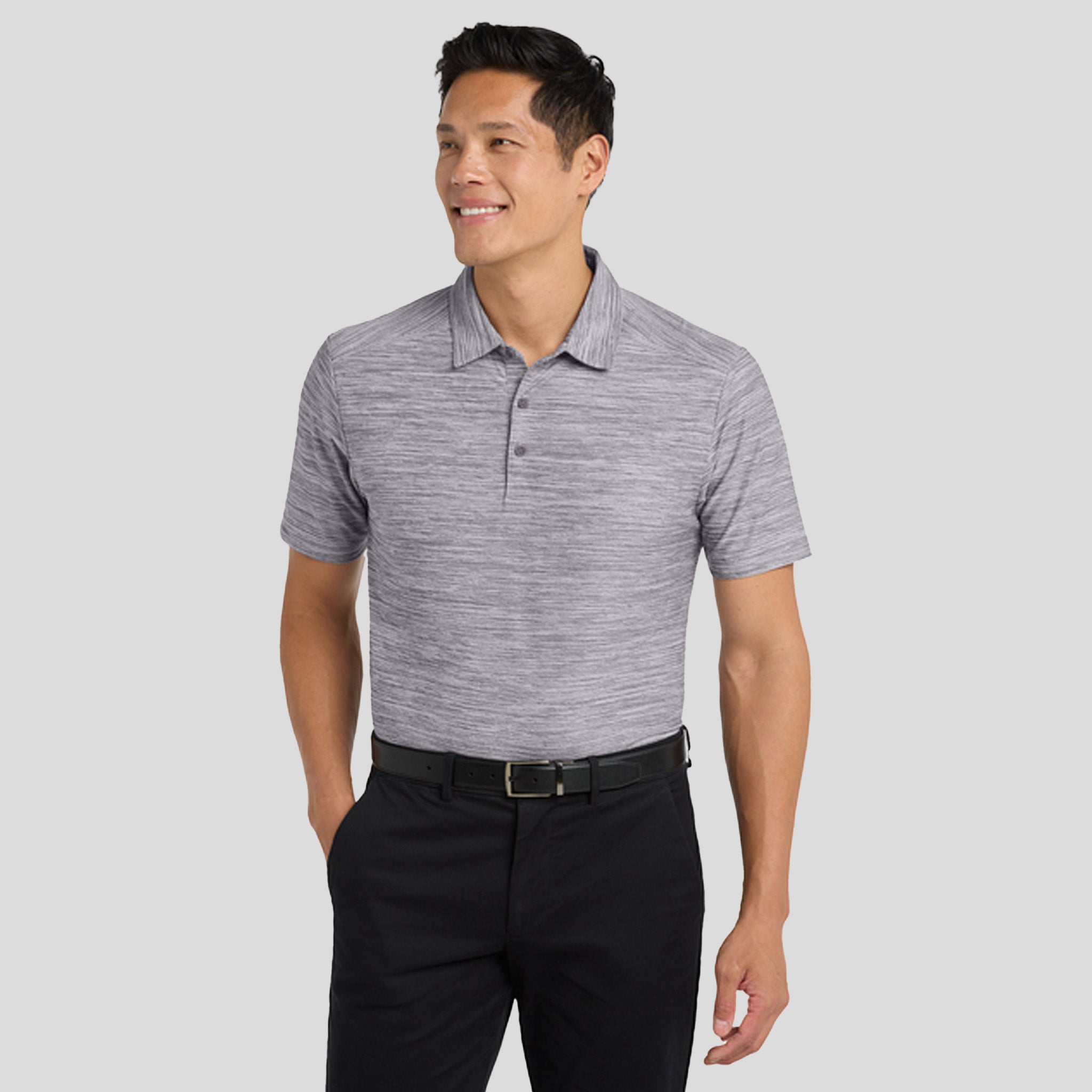 Stretch Heather Polo | Graphite/White