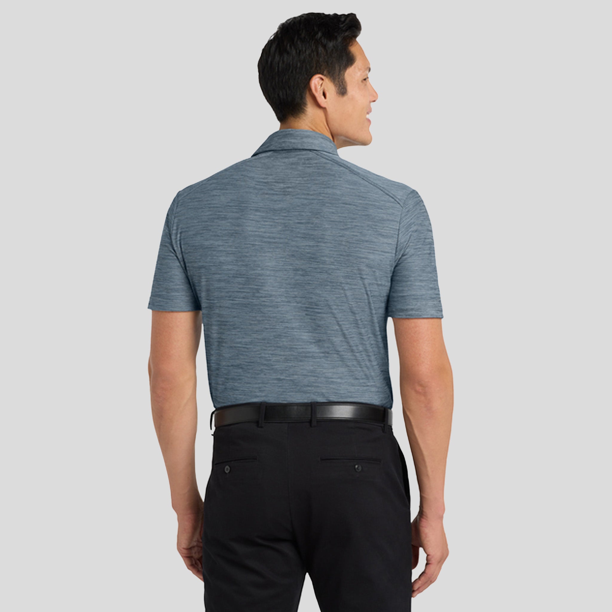 Stretch Heather Polo | Regatta Blue/Gusty Grey