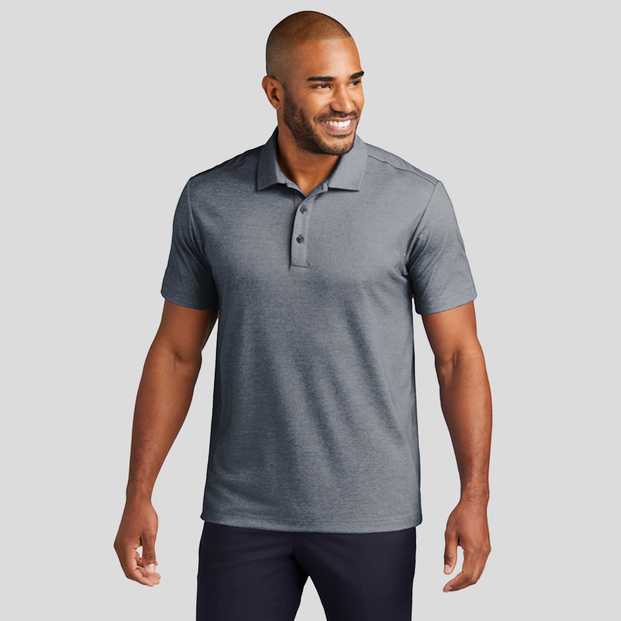 Fine Pique Blend Polo | River Blue Navy Heather