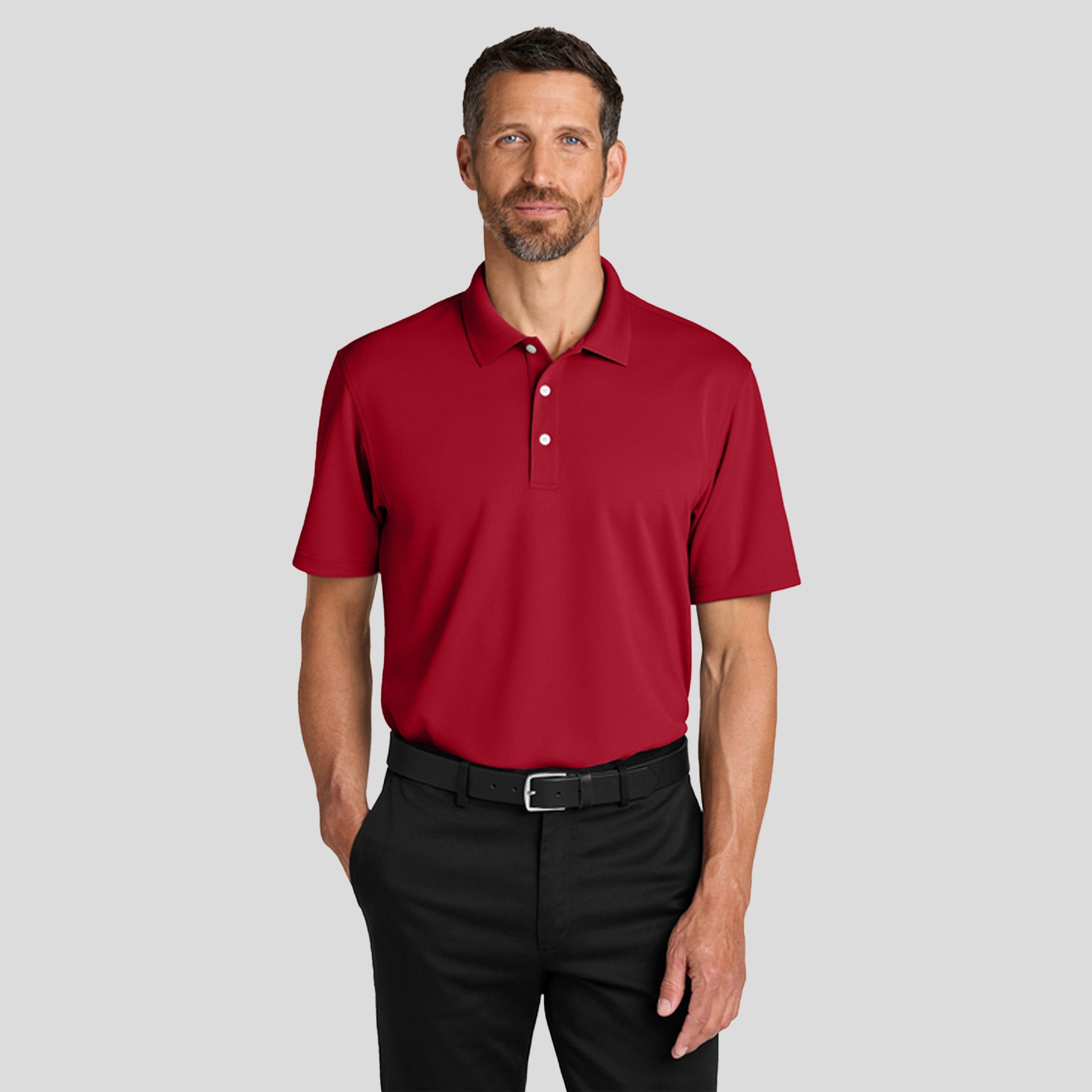 Men's Dry Zone® Stain-Release Grid Polo | Rich Red