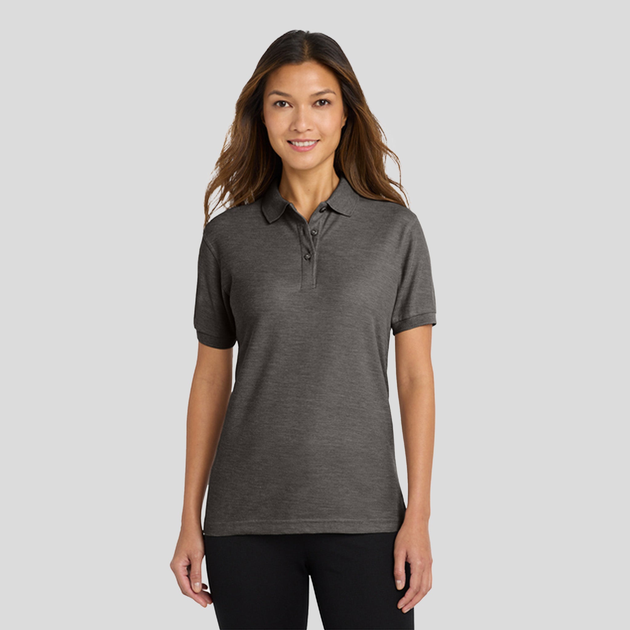 Women's Silk Touch™ Polo | Charcoal Heather Grey