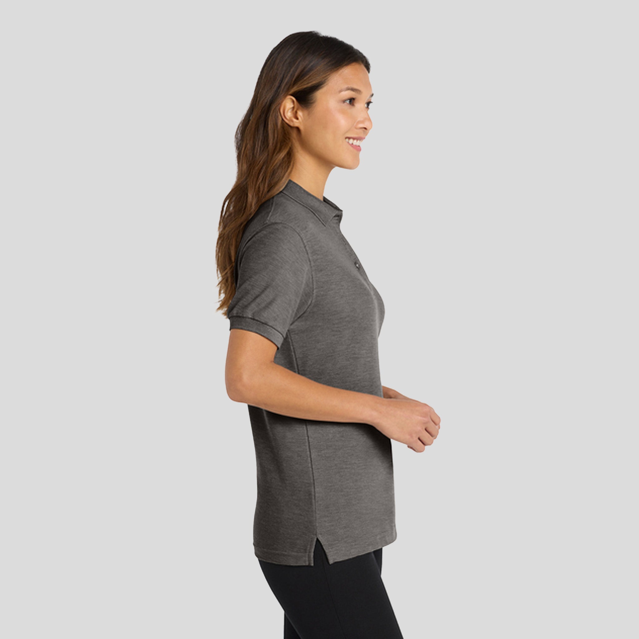 Women's Silk Touch™ Polo | Charcoal Heather Grey