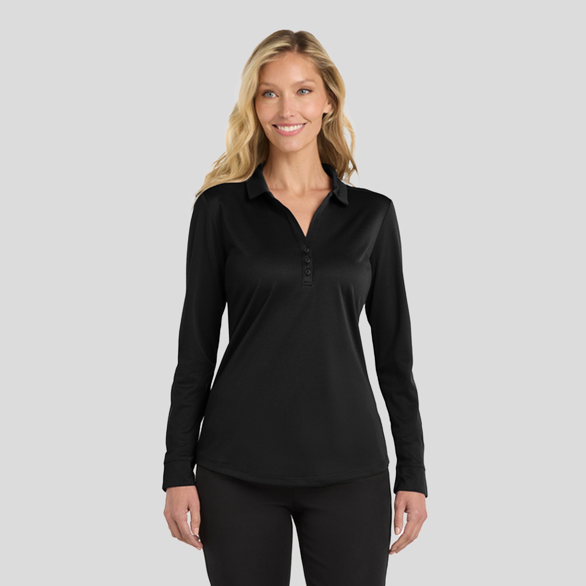 Women's Silk Touch™ Performance Long Sleeve Polo | Black