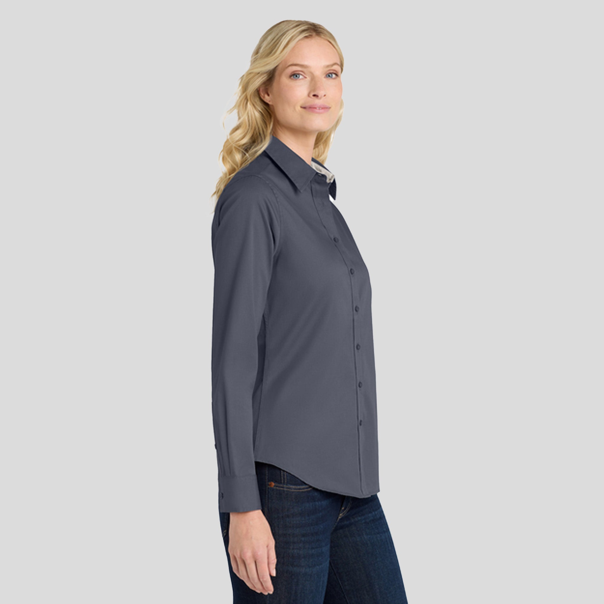 Women's Long Sleeve Easy Care Shirt | Steel Grey/Light Stone