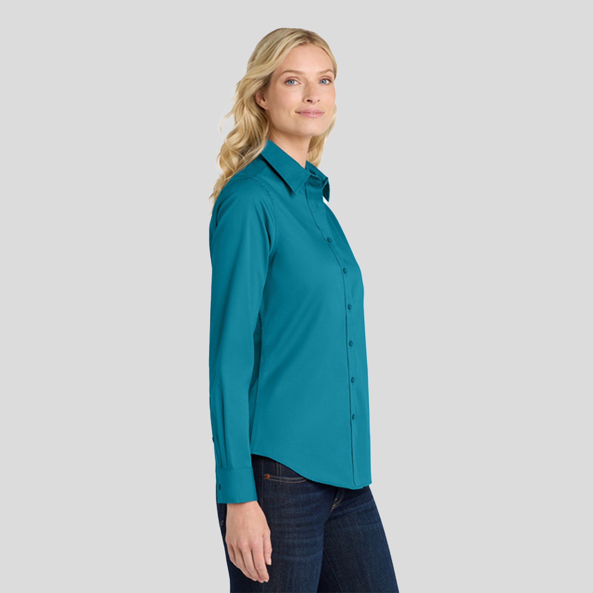Women's Long Sleeve Easy Care Shirt | Teal Green