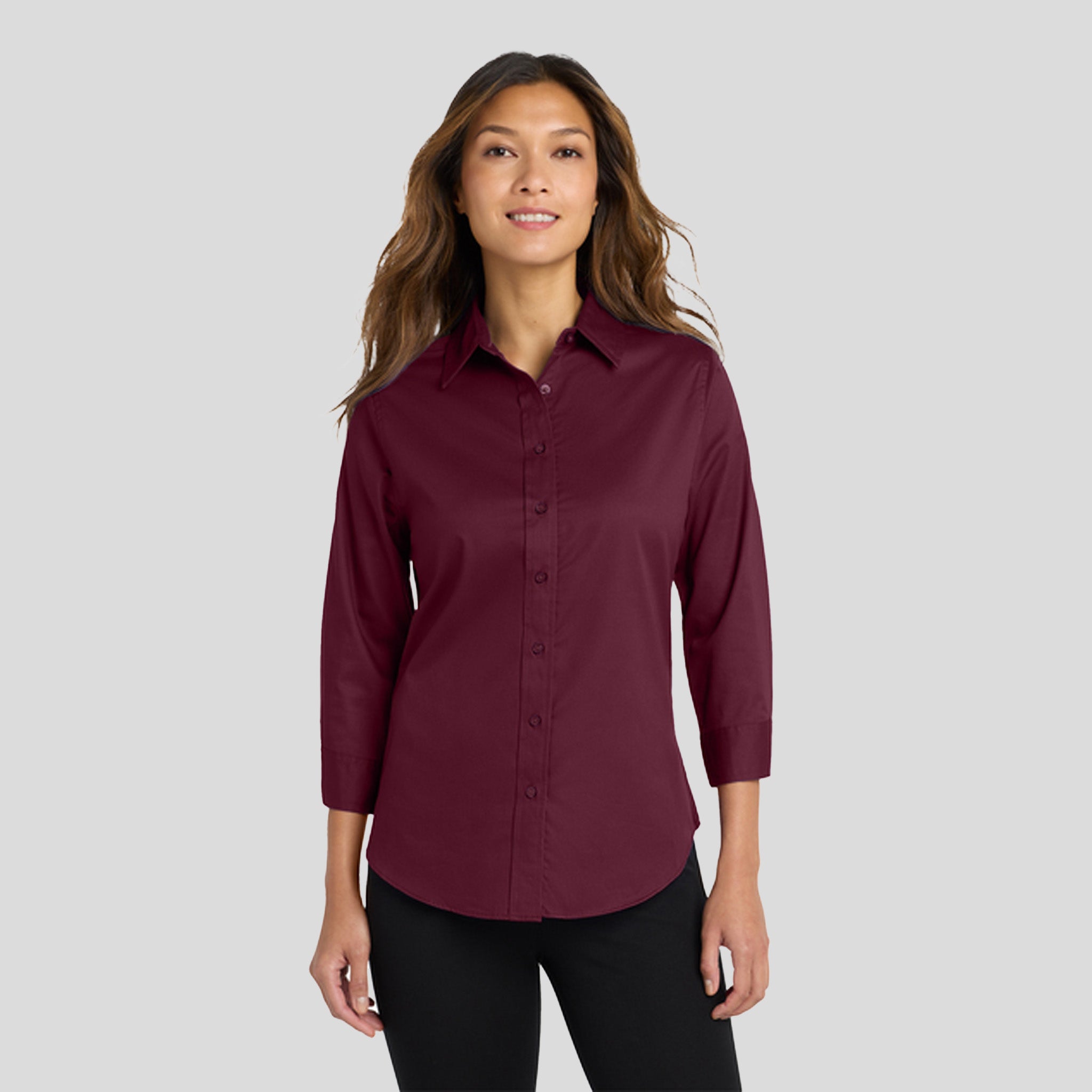 Women's 3/4-Sleeve Easy Care Shirt | Burgundy