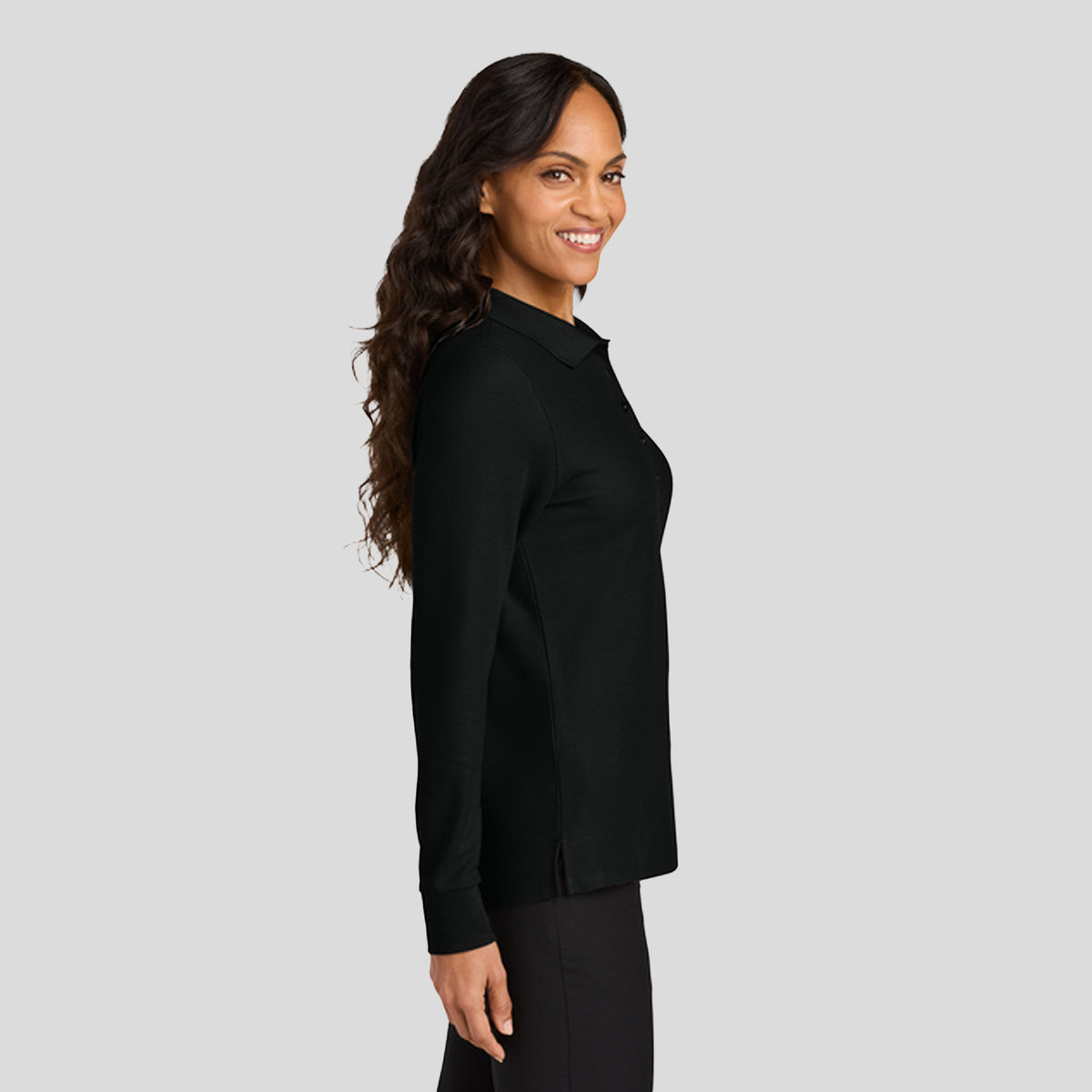Women’s Wearever Signature Pique Long Sleeve Polo | Deep Black