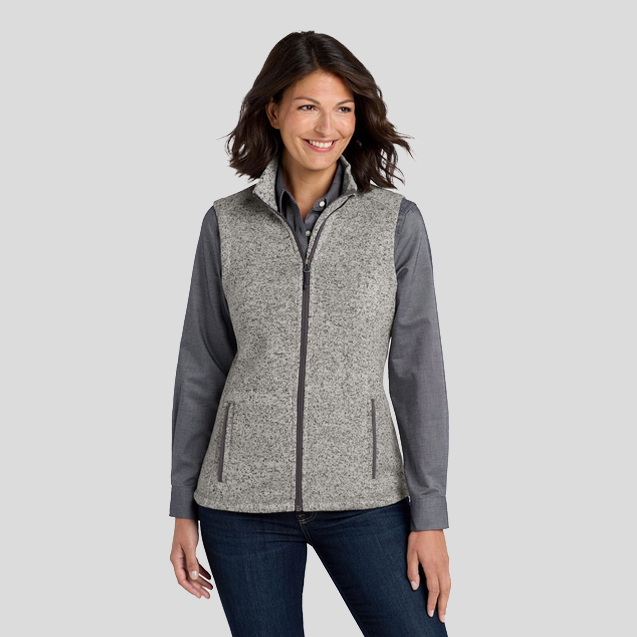 Women's Sweater Fleece Vest | Grey Heather