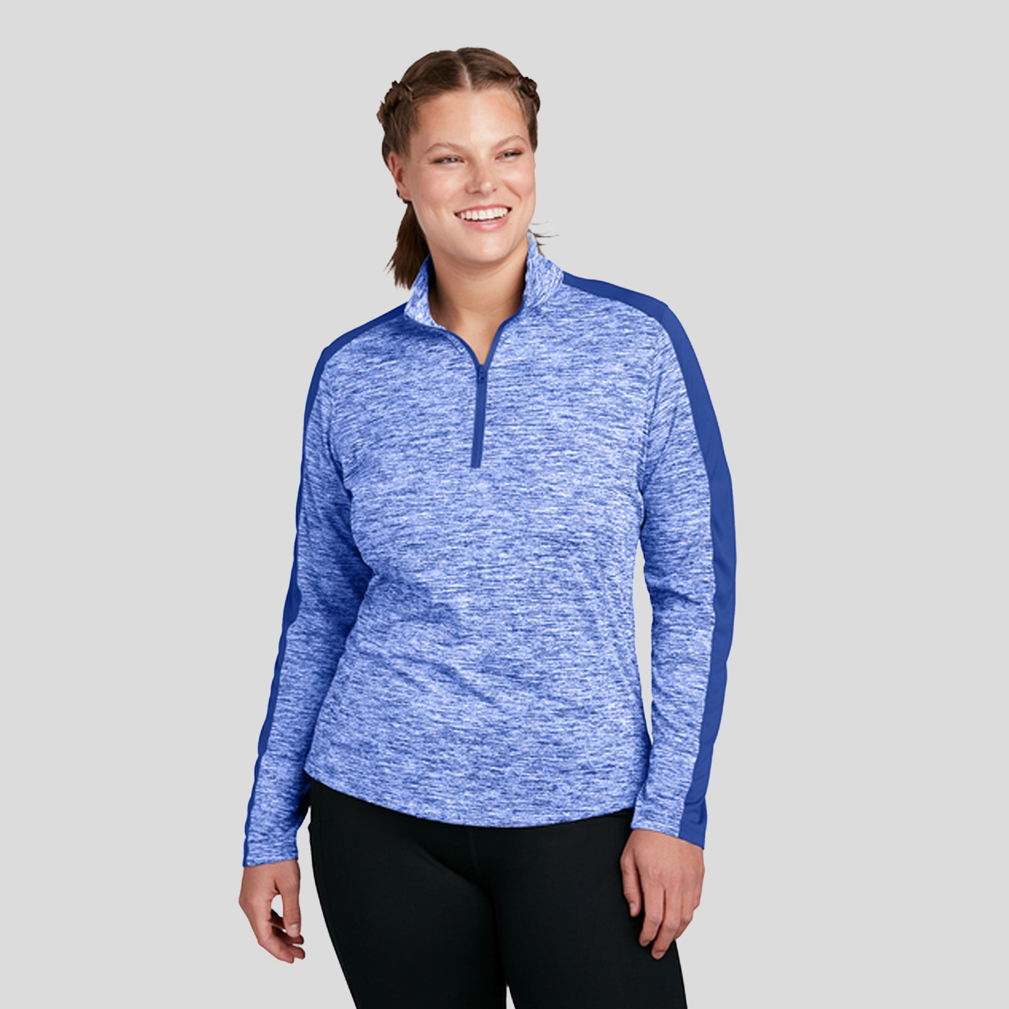 Women's PosiCharge® Electric Heather Colorblock 1/4-Zip Pullover | True Royal Electric/True Royal