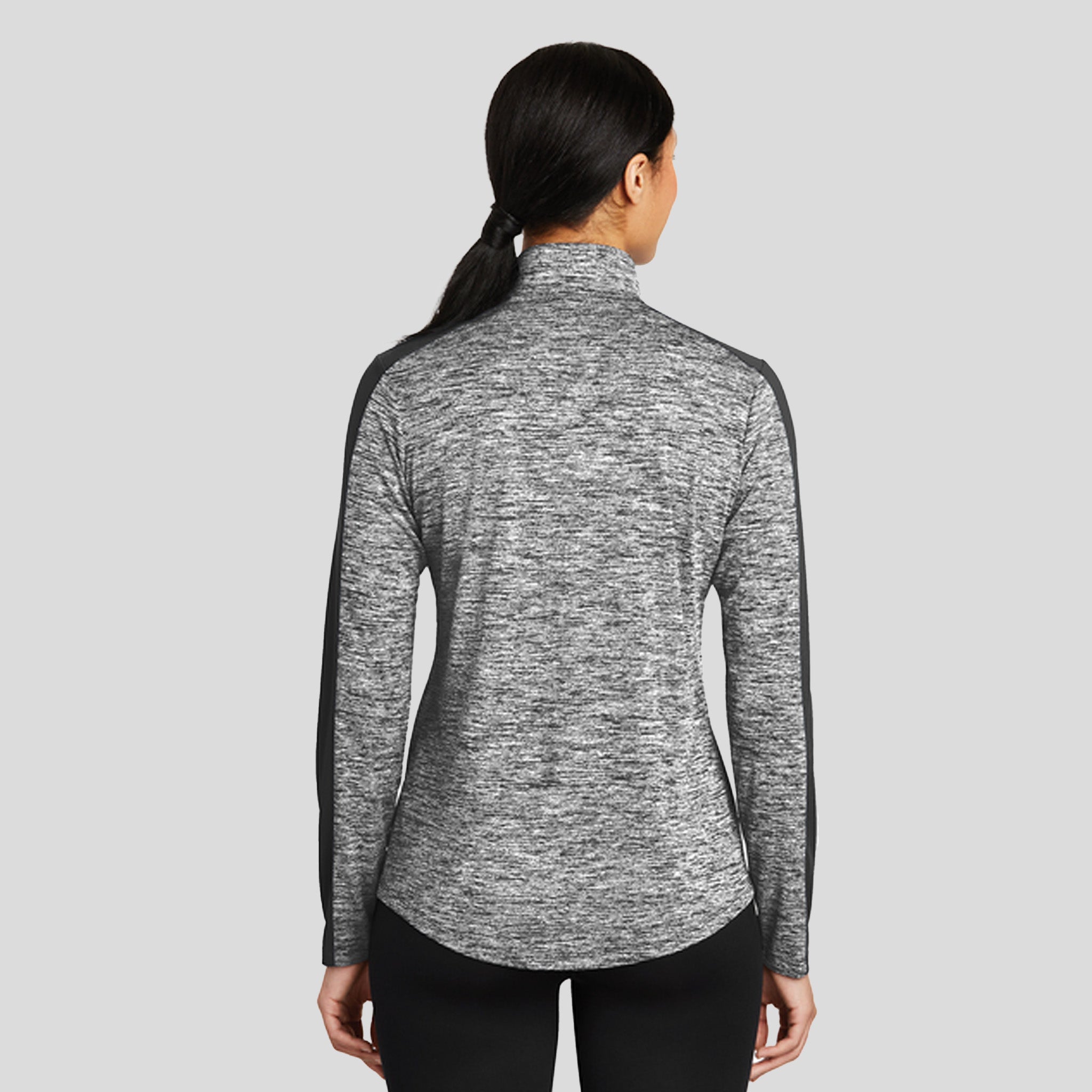 Women's PosiCharge® Electric Heather Colorblock 1/4-Zip Pullover | Black Electric/Black