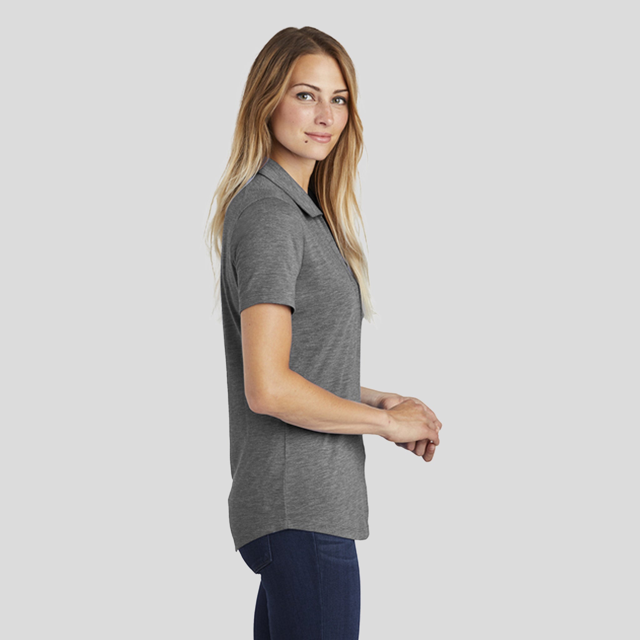 Women's PosiCharge ® Tri-Blend Wicking Polo | Dark Grey Heather