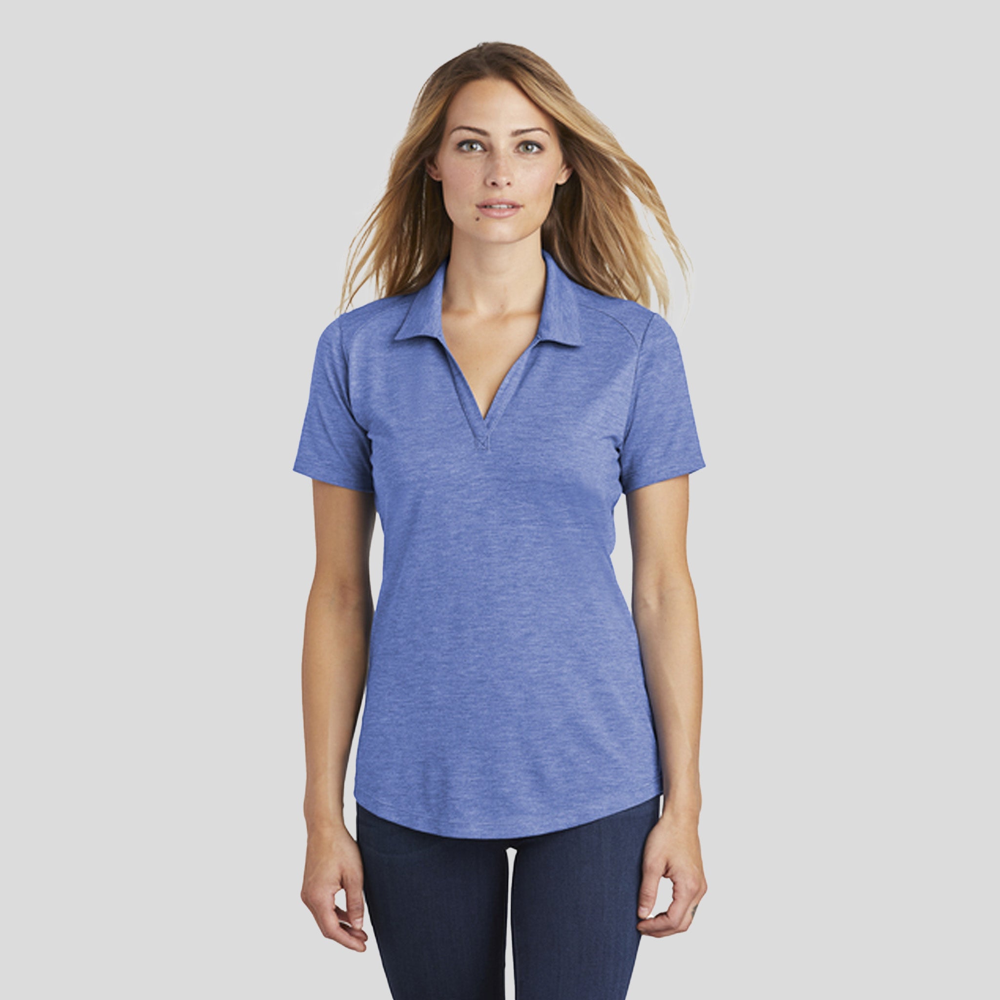 Women's PosiCharge ® Tri-Blend Wicking Polo | True Royal Heather