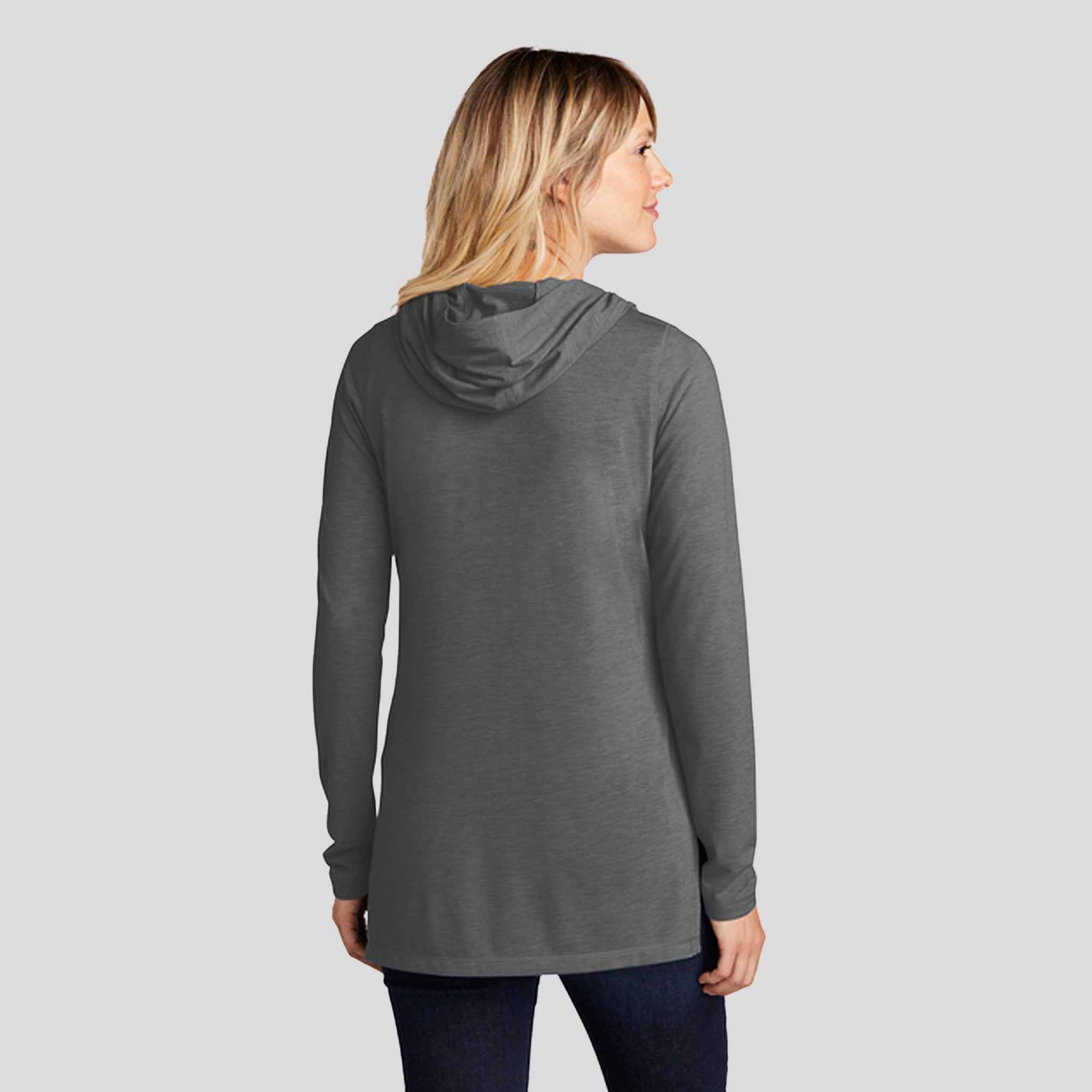 Women's PosiCharge® Tri-Blend Wicking Long Sleeve Hoodie | Dark Grey Heather
