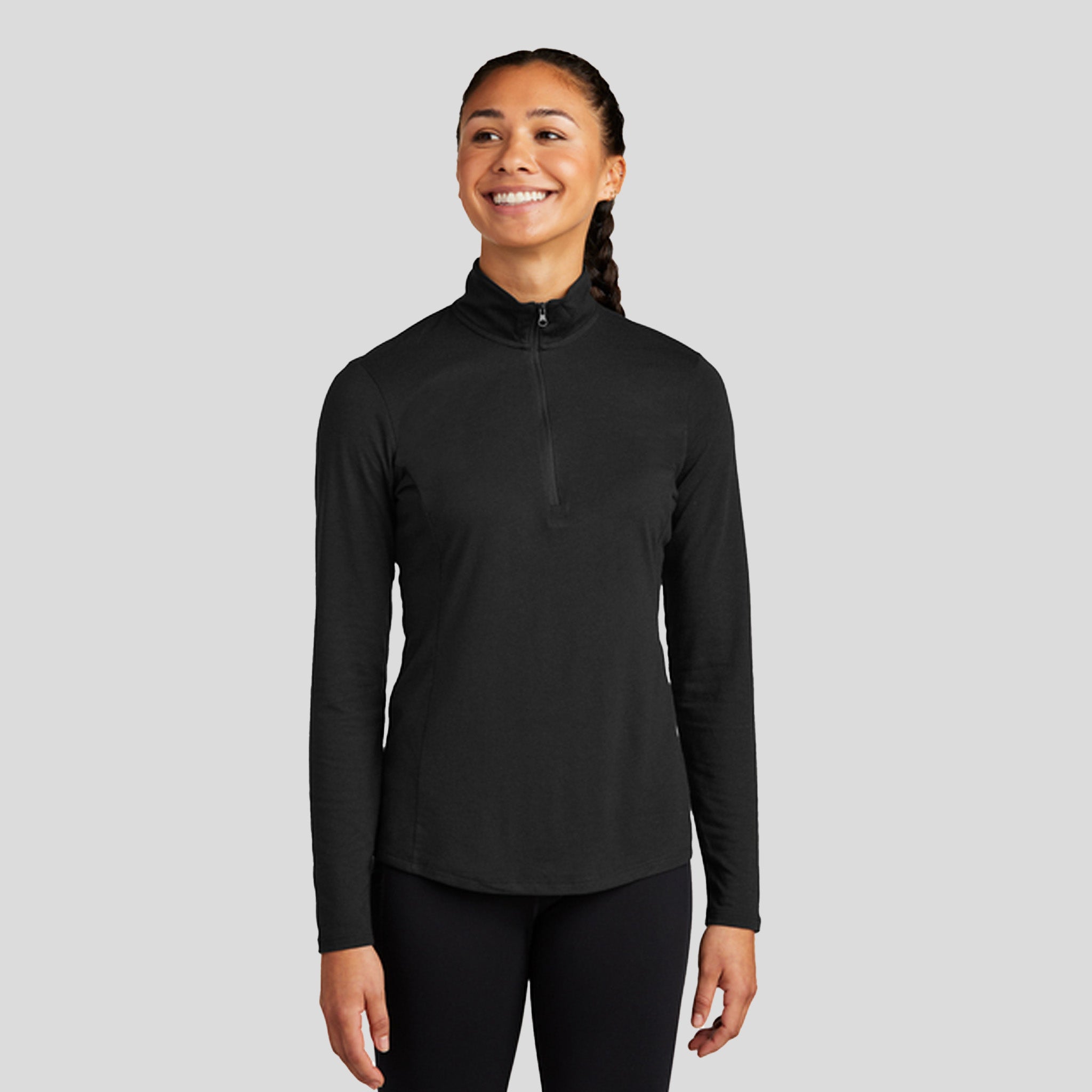 Women's PosiCharge ® Tri-Blend Wicking 1/4-Zip Pullover | Black Triad Solid