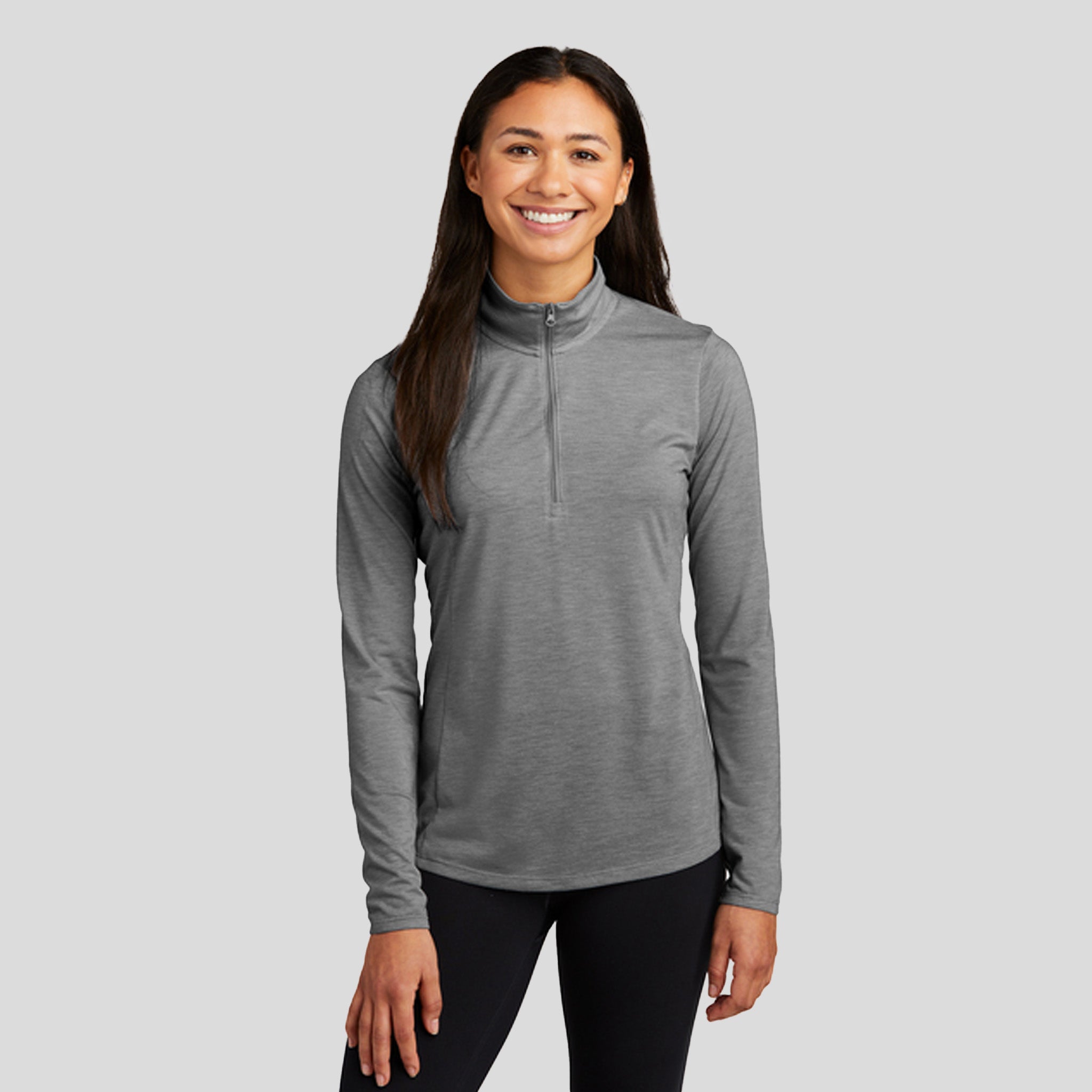 Women's PosiCharge ® Tri-Blend Wicking 1/4-Zip Pullover | Dark Grey Heather