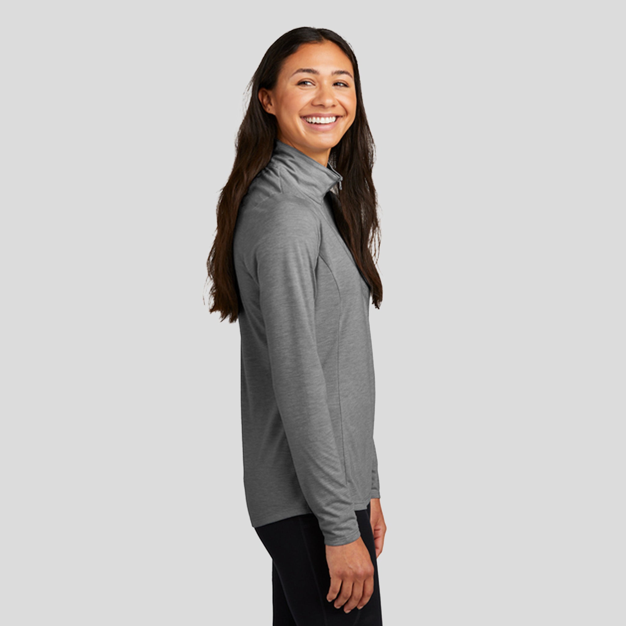 Women's PosiCharge ® Tri-Blend Wicking 1/4-Zip Pullover | Dark Grey Heather