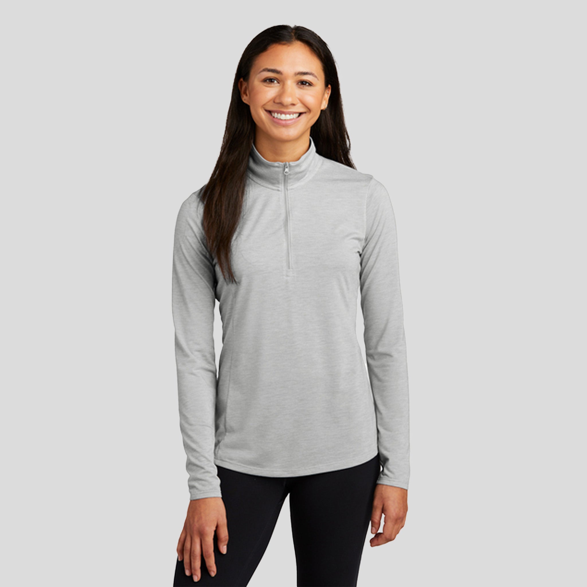 Women's PosiCharge ® Tri-Blend Wicking 1/4-Zip Pullover | Light Grey Heather