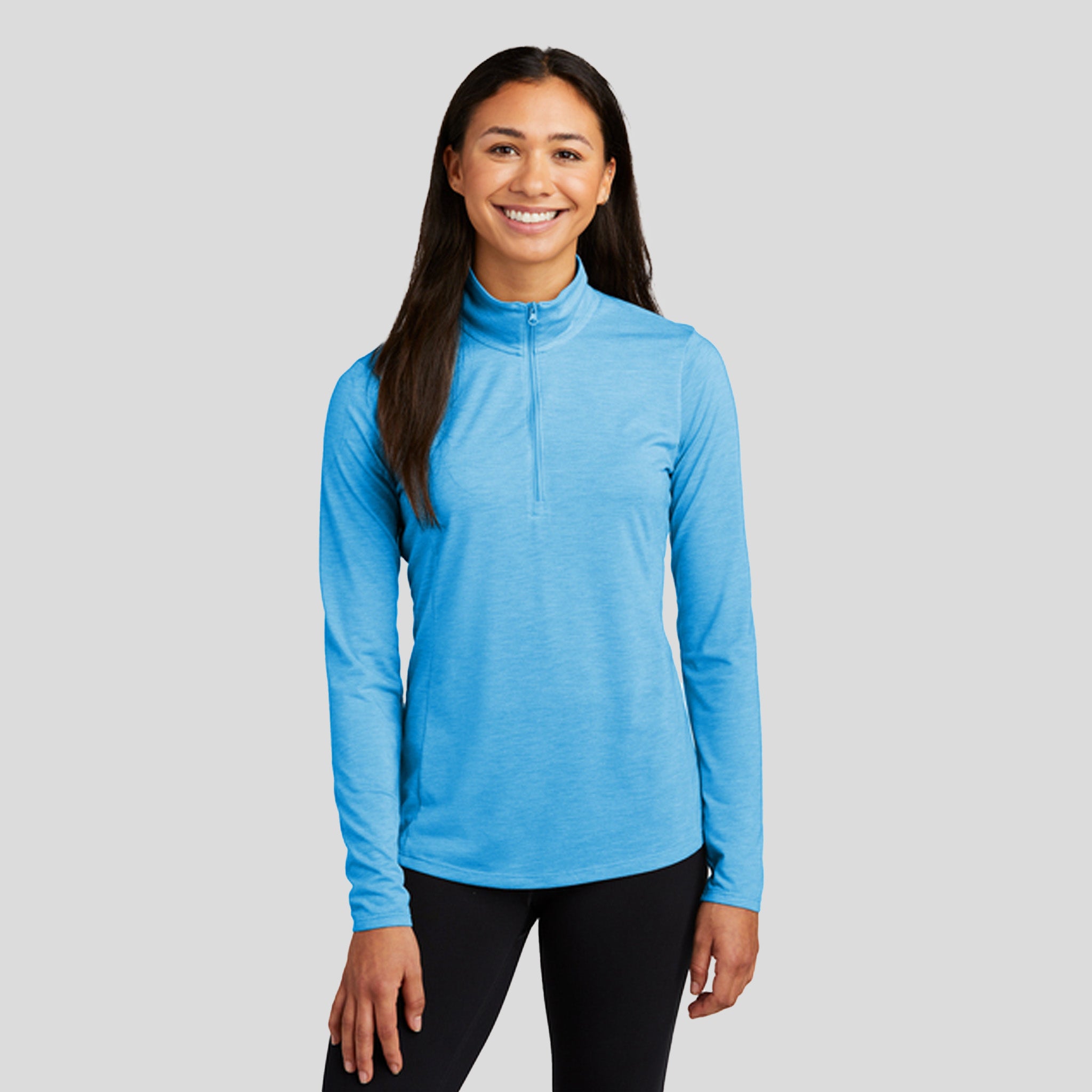 Women's PosiCharge ® Tri-Blend Wicking 1/4-Zip Pullover | Pond Blue Heather