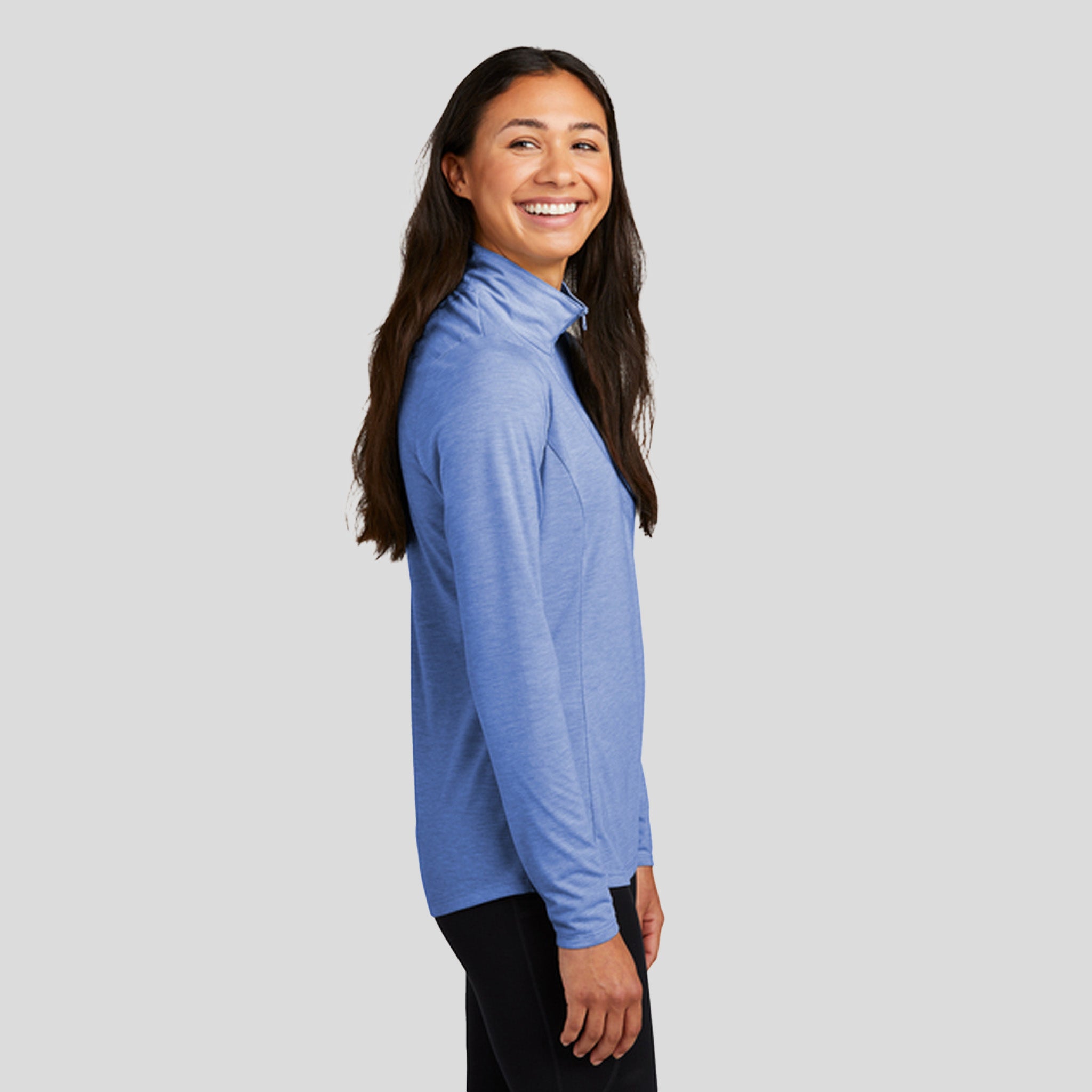 Women's PosiCharge ® Tri-Blend Wicking 1/4-Zip Pullover | True Royal Heather
