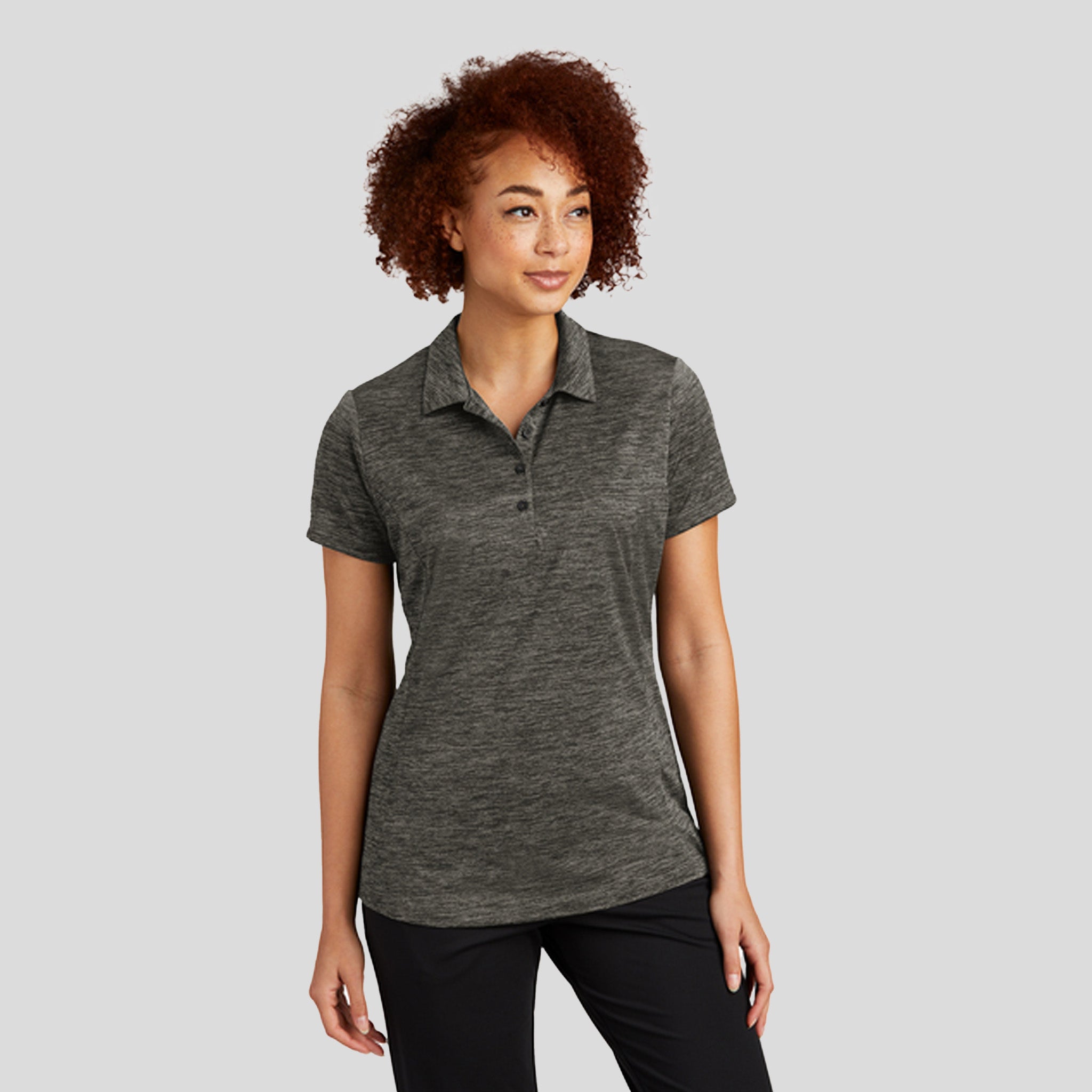 Women's PosiCharge® Electric Heather Polo | Grey-Black Electric