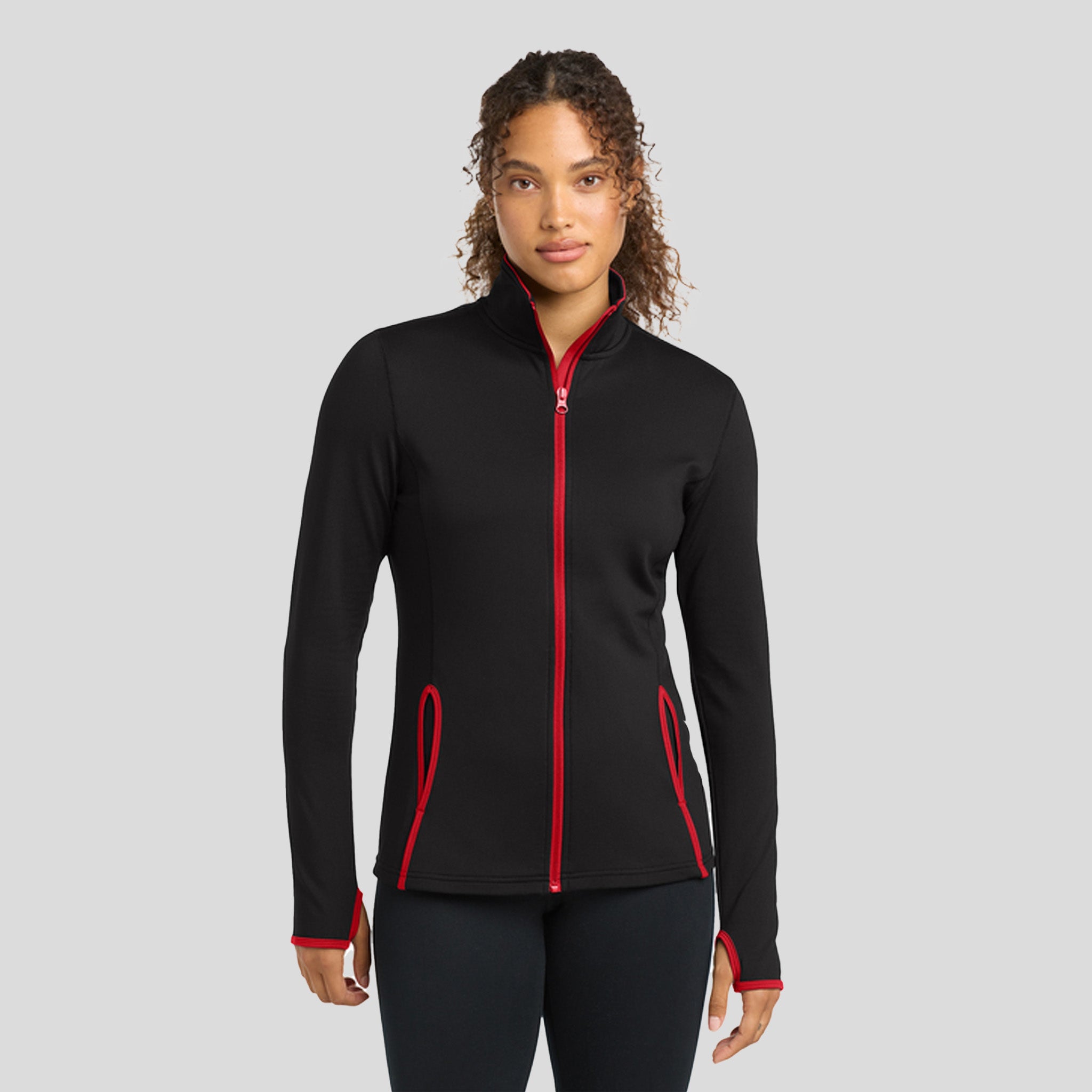 Women's Sport-Wick® Stretch Contrast Full-Zip Jacket | Black/True Red