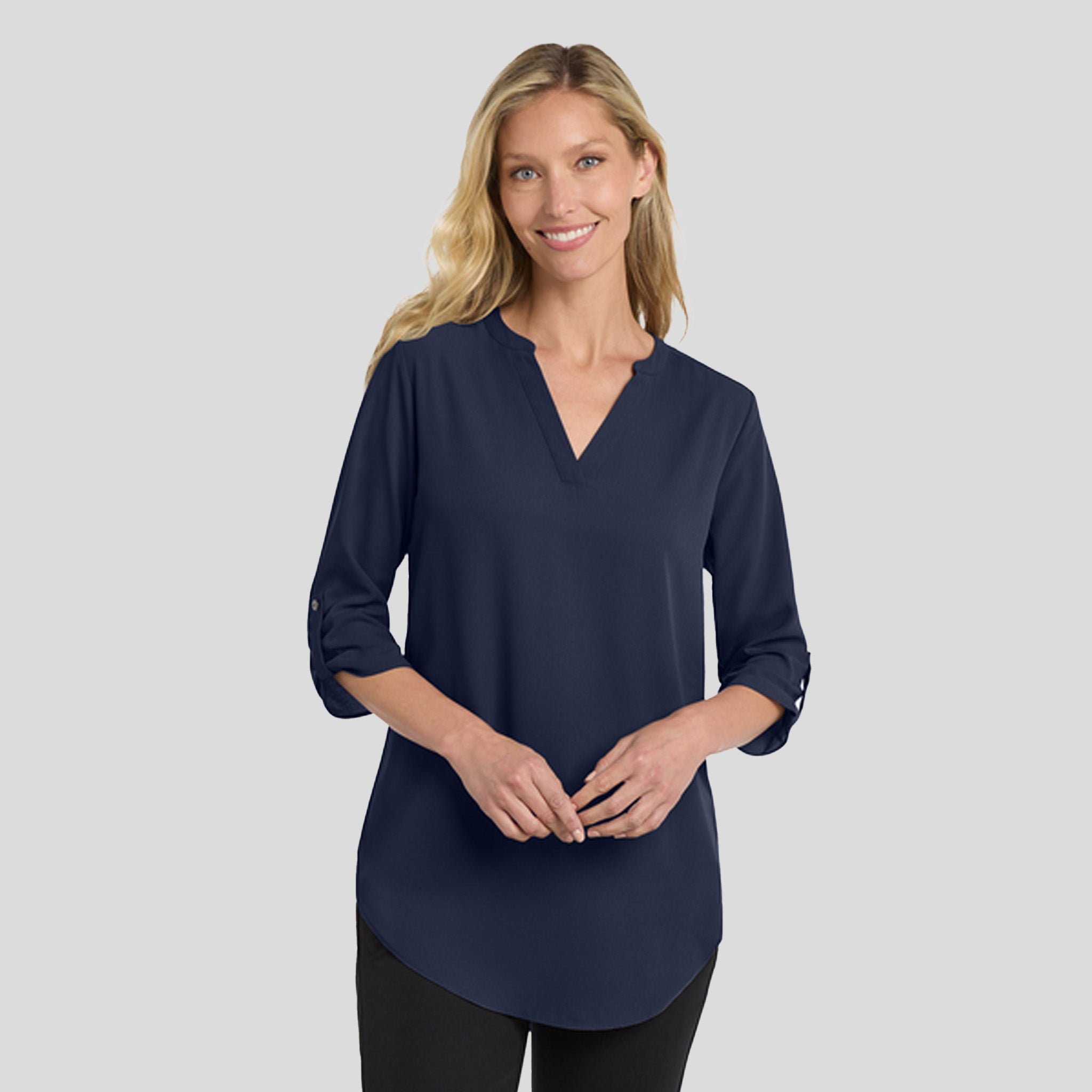 Women's 3/4-Sleeve Tunic Blouse | Navy