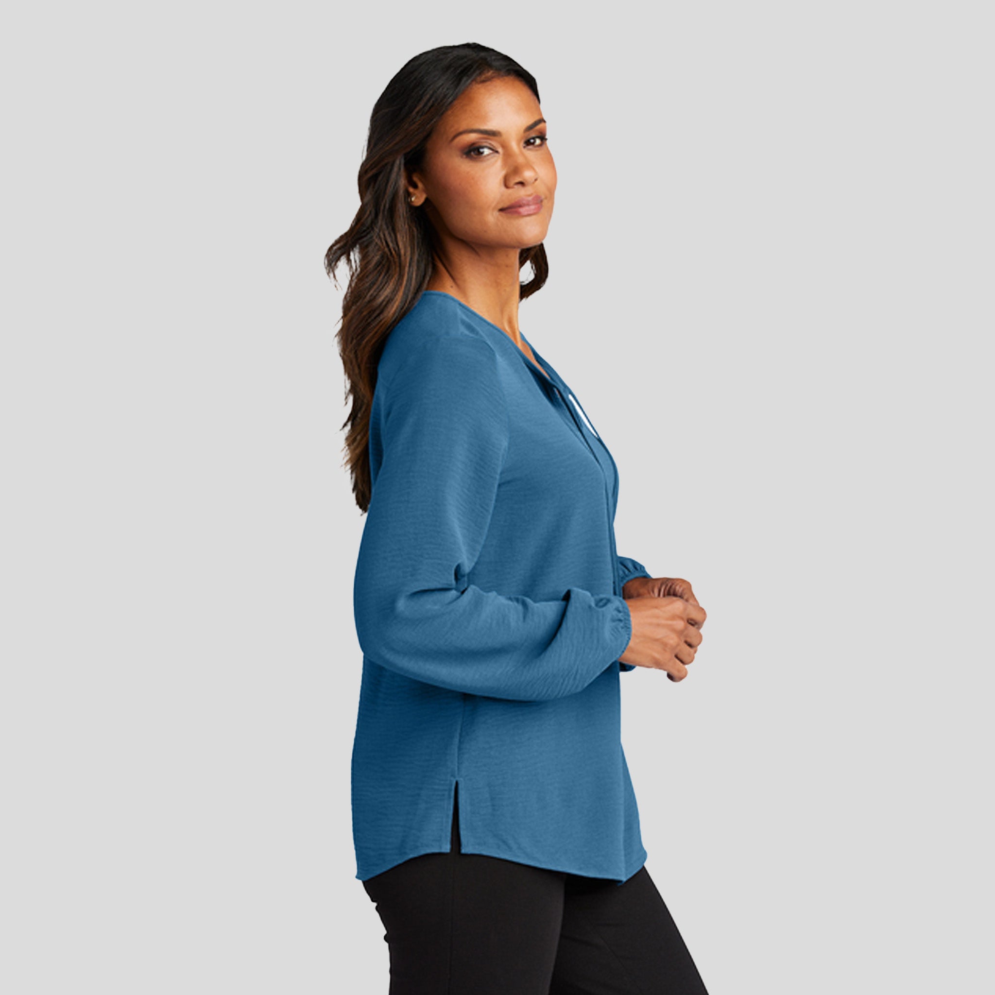 Women's Textured Crepe Blouse | Aegean Blue