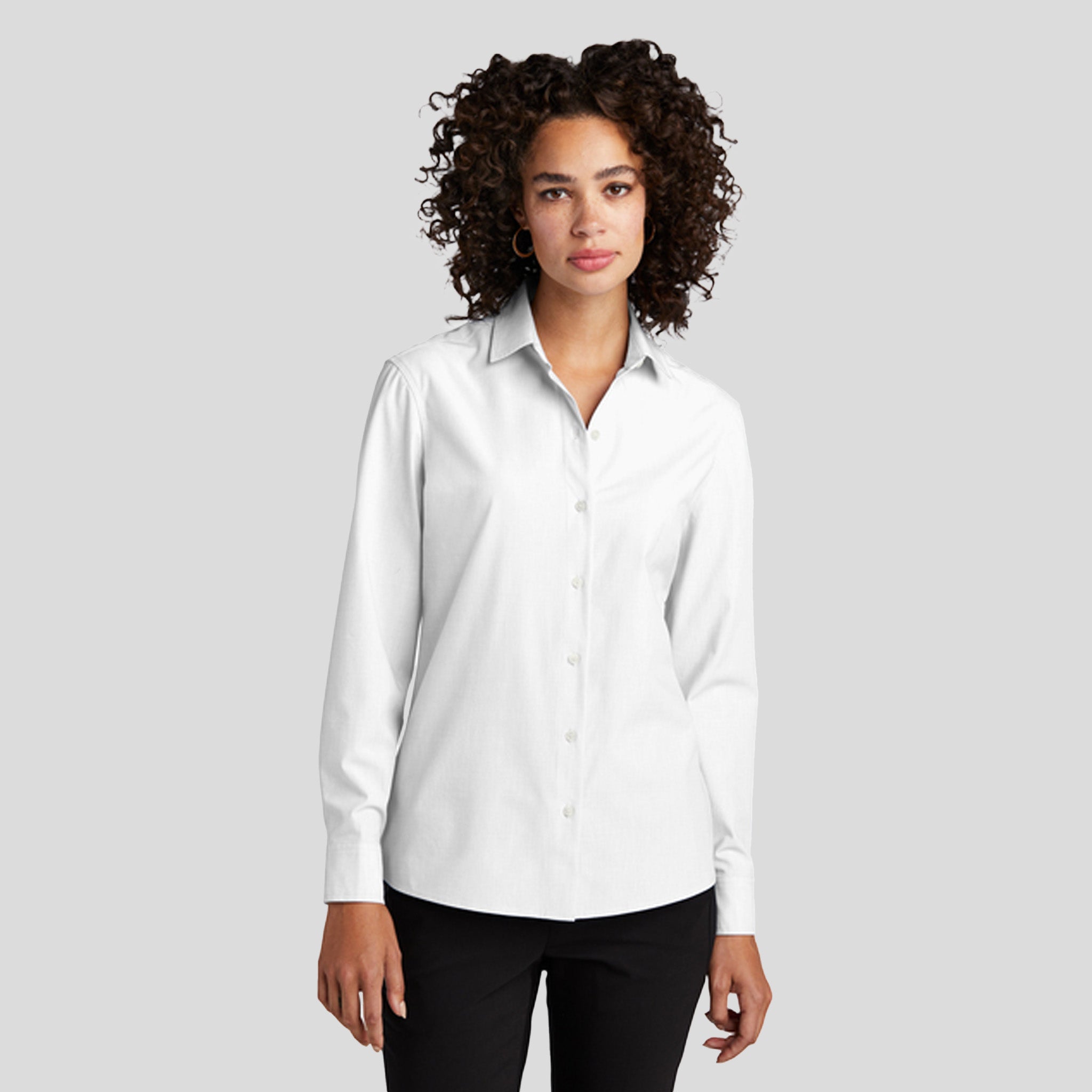 Women’s Long Sleeve Stretch Woven Shirt | White