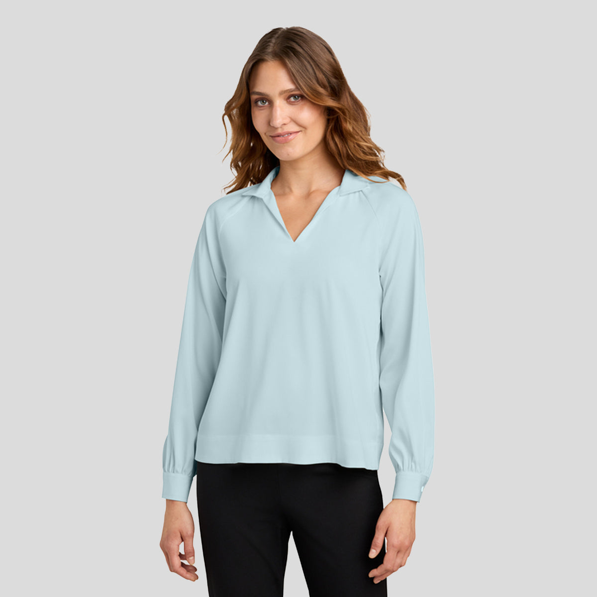 Women’s Long Sleeve Buttery Soft Popover Blouse | Celestial Blue