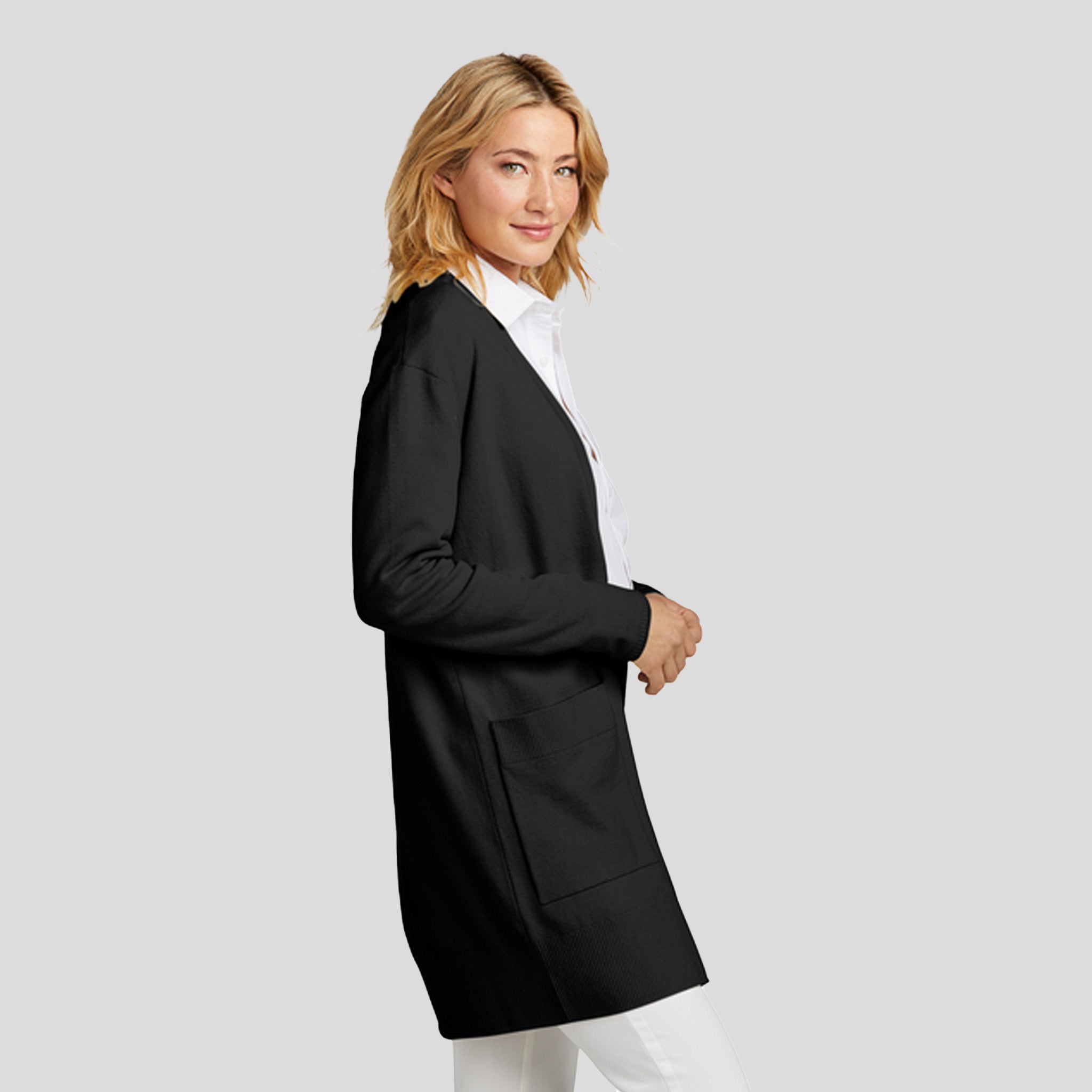 Women’s Open-Front Cardigan Sweater | Deep Black