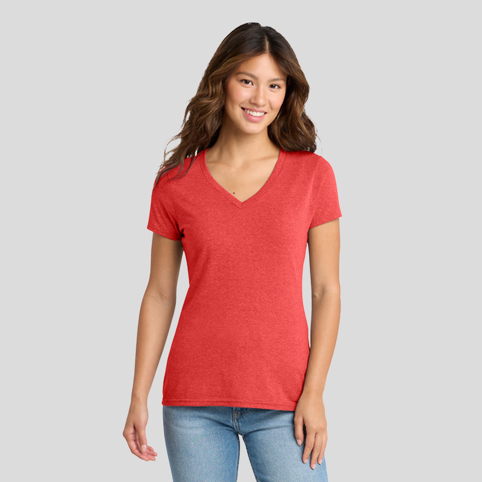 Women's Tri-Blend V-Neck Tee | Bright Red Heather