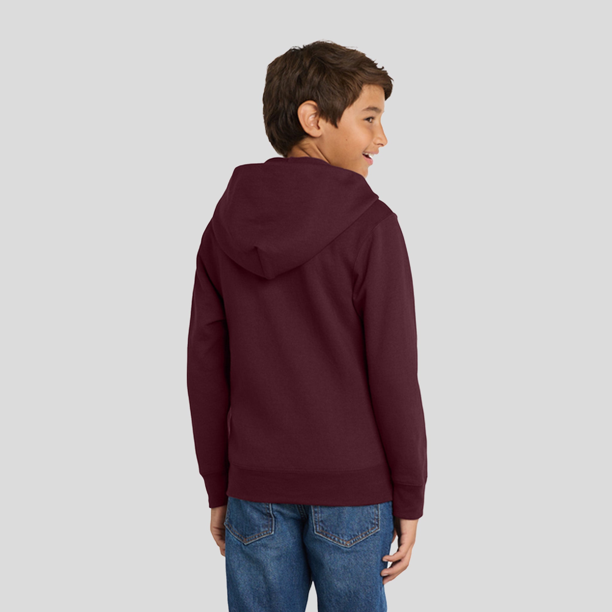 Youth Core Fleece Full-Zip Hooded Sweatshirt | Maroon