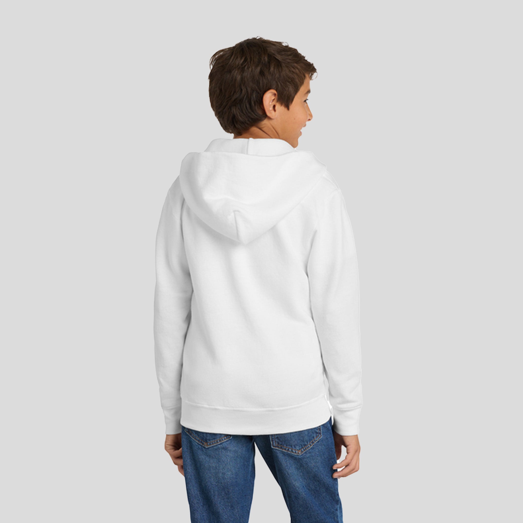 Youth Core Fleece Full-Zip Hooded Sweatshirt | White