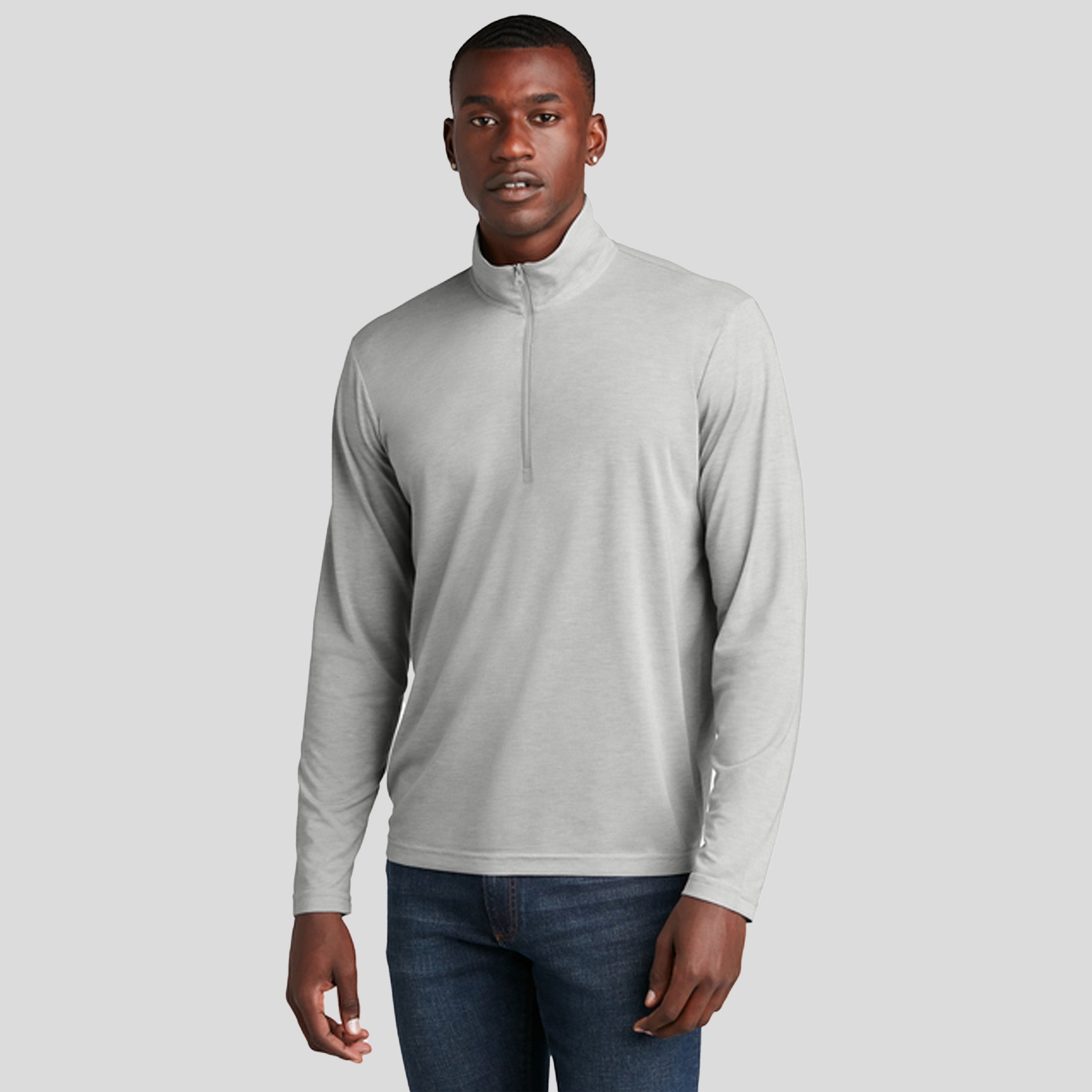 PosiCharge ® Tri-Blend Wicking 1/4-Zip Pullover | Light Grey Heather