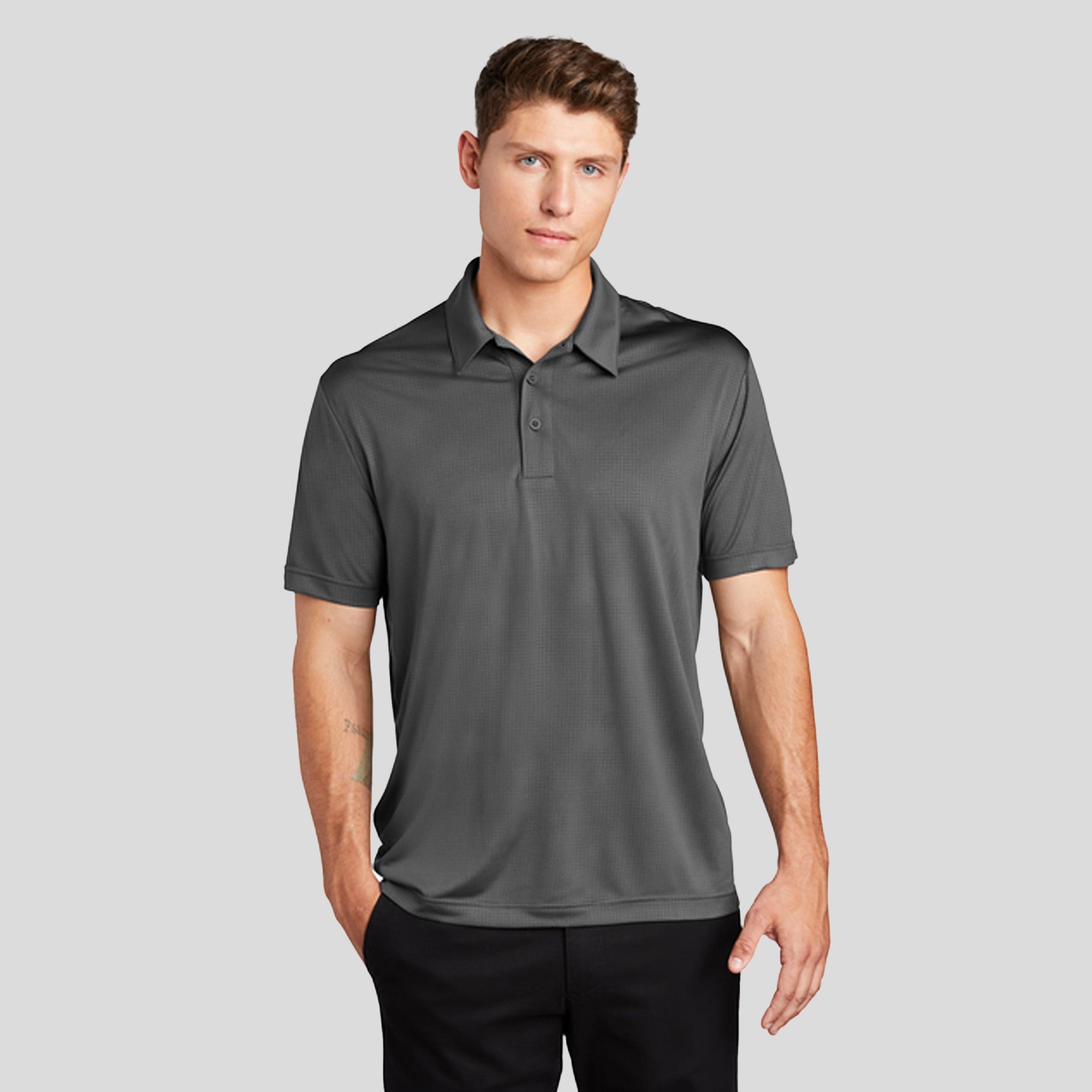 Embossed PosiCharge® Tough Polo® | Dark Smoke Grey