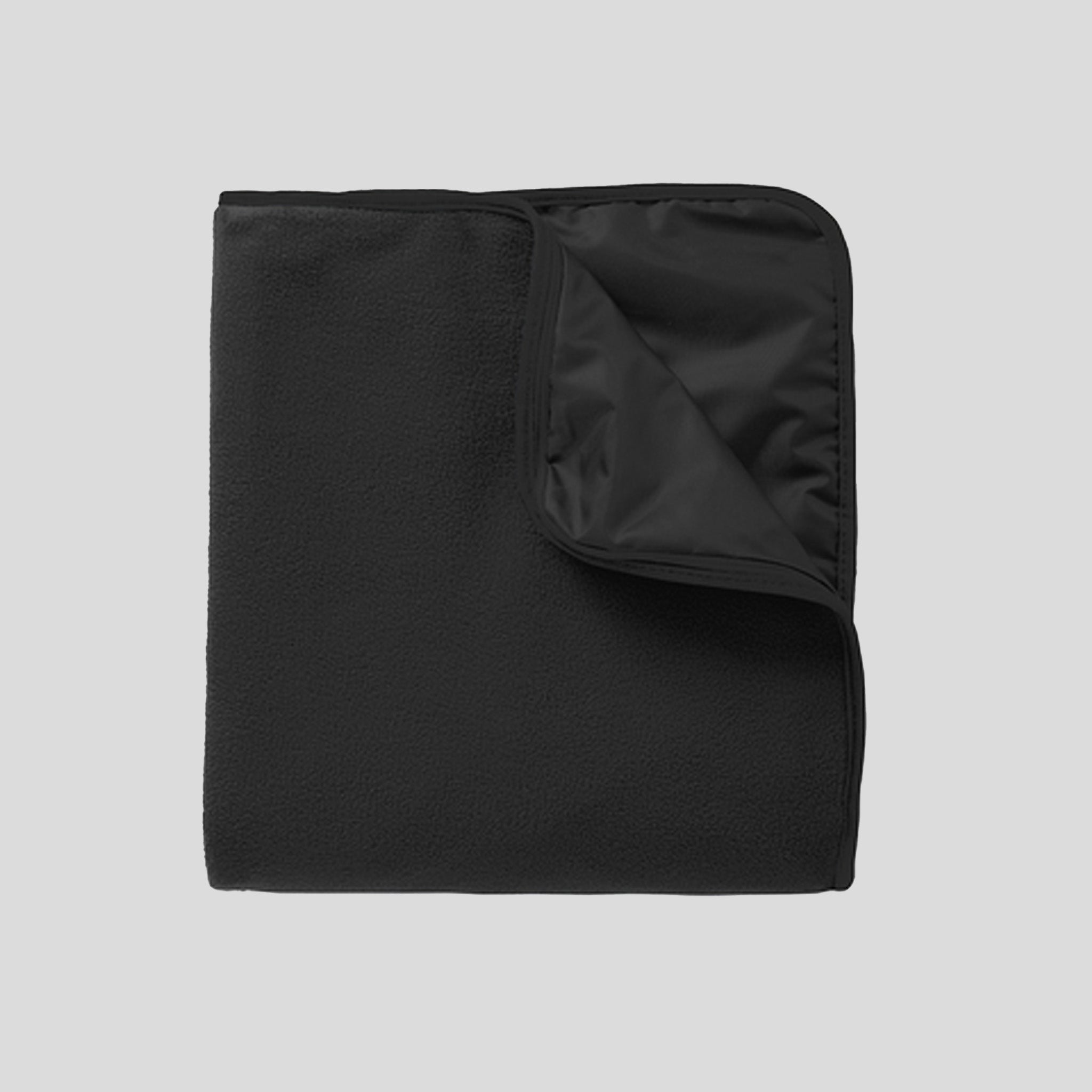 Fleece & Poly Travel Blanket | Black/Black