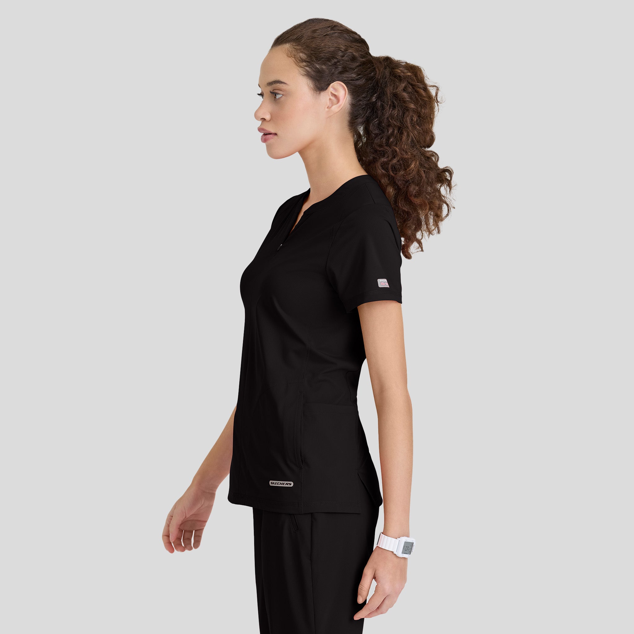 Glide 4 Pocket Banded Collar Top | Black