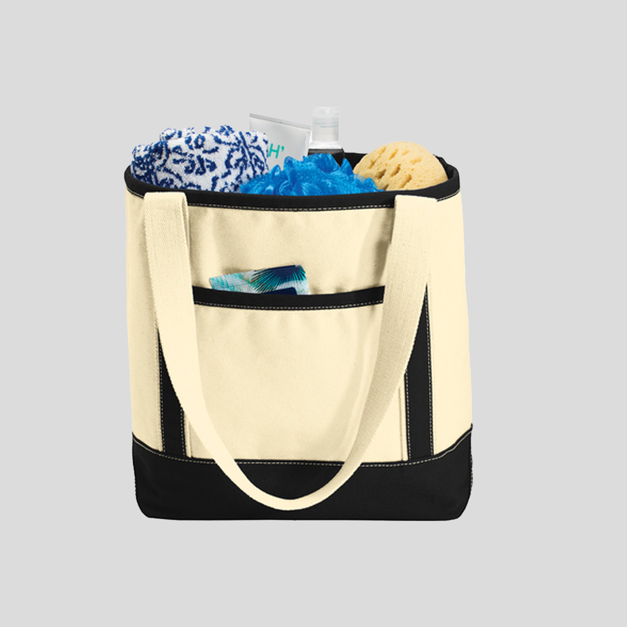 Medium Cotton Canvas Tote | Natural/Black