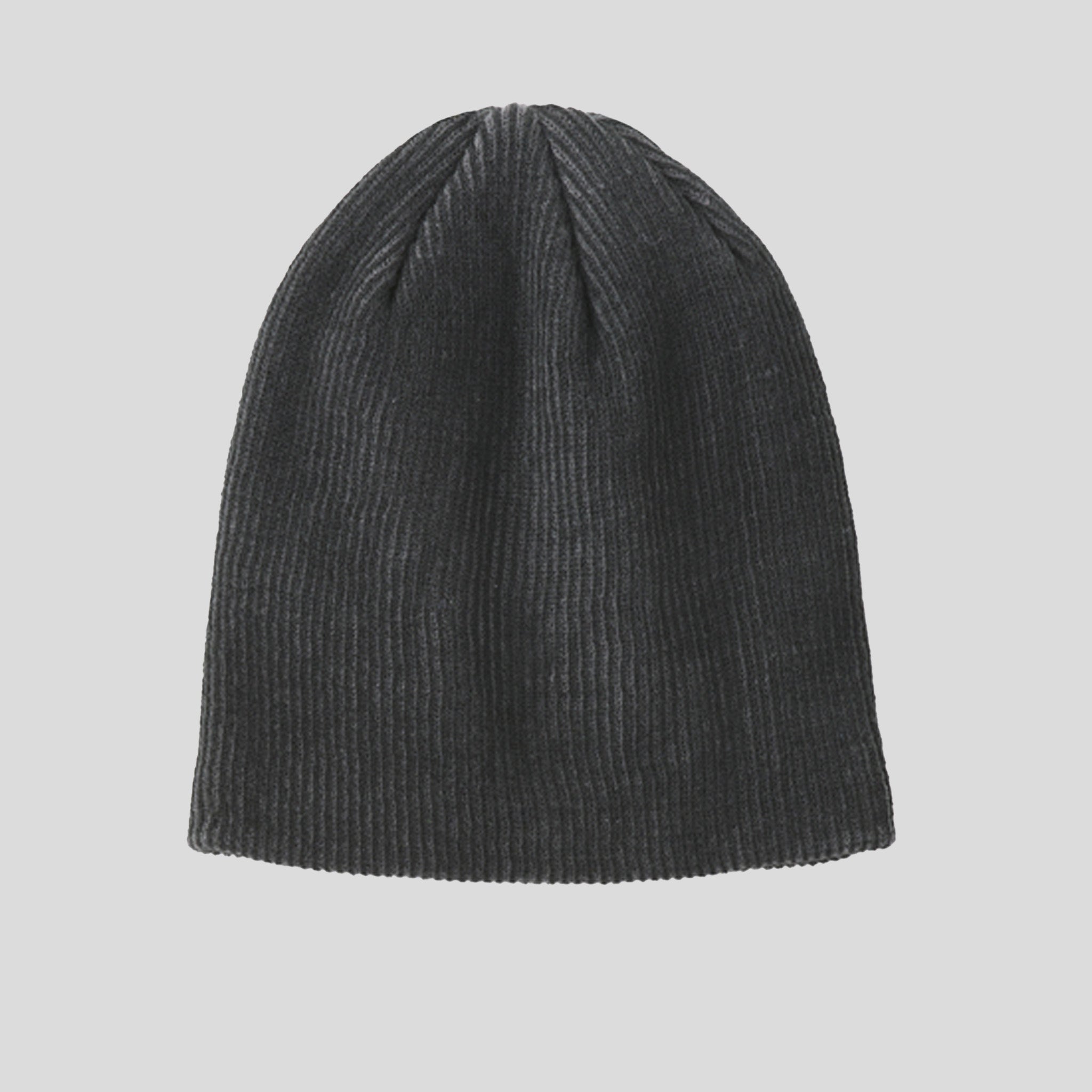 Rib Knit Slouch Beanie | Black/Iron Grey