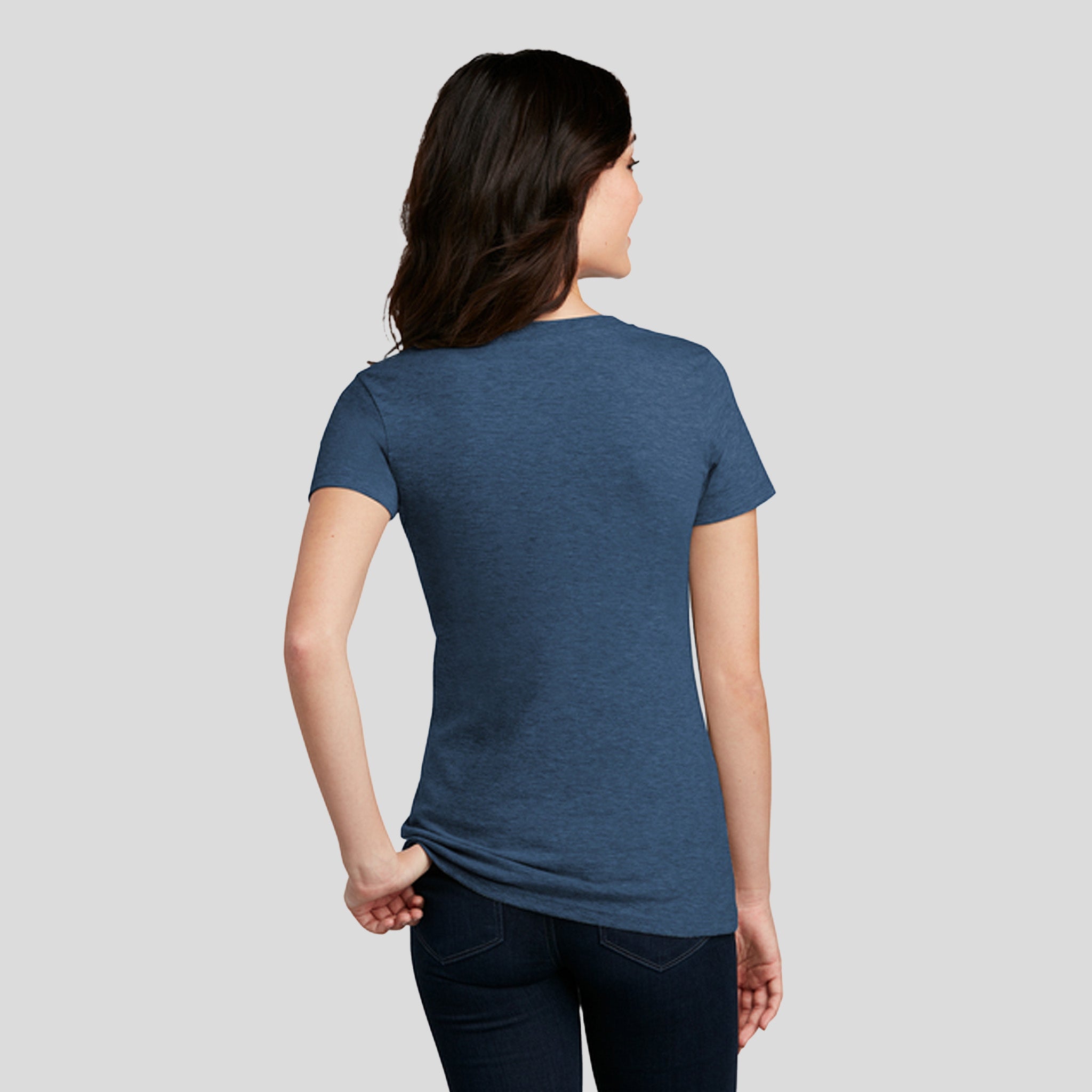 Women’s Perfect Blend® CVC V-Neck Tee | Deep Royal Fleck