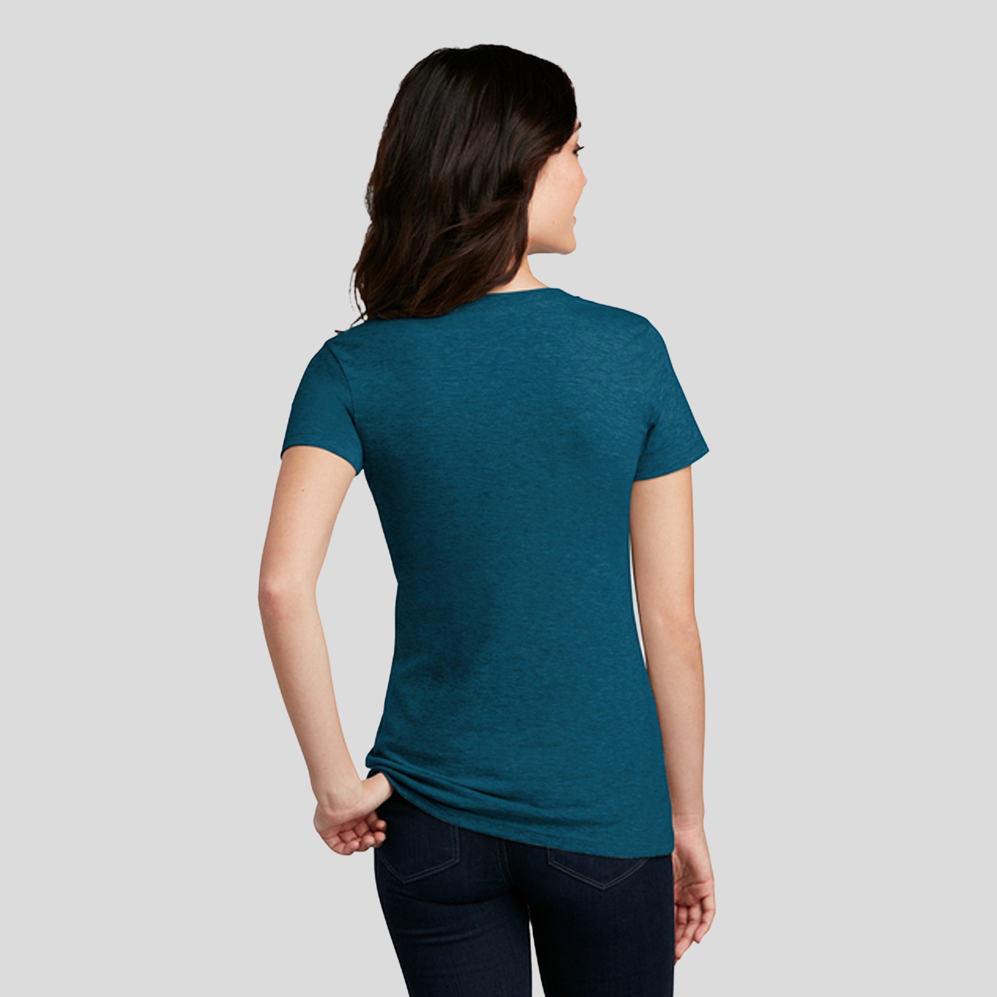 Women’s Perfect Blend® CVC V-Neck Tee | Deep Turquoise Fleck